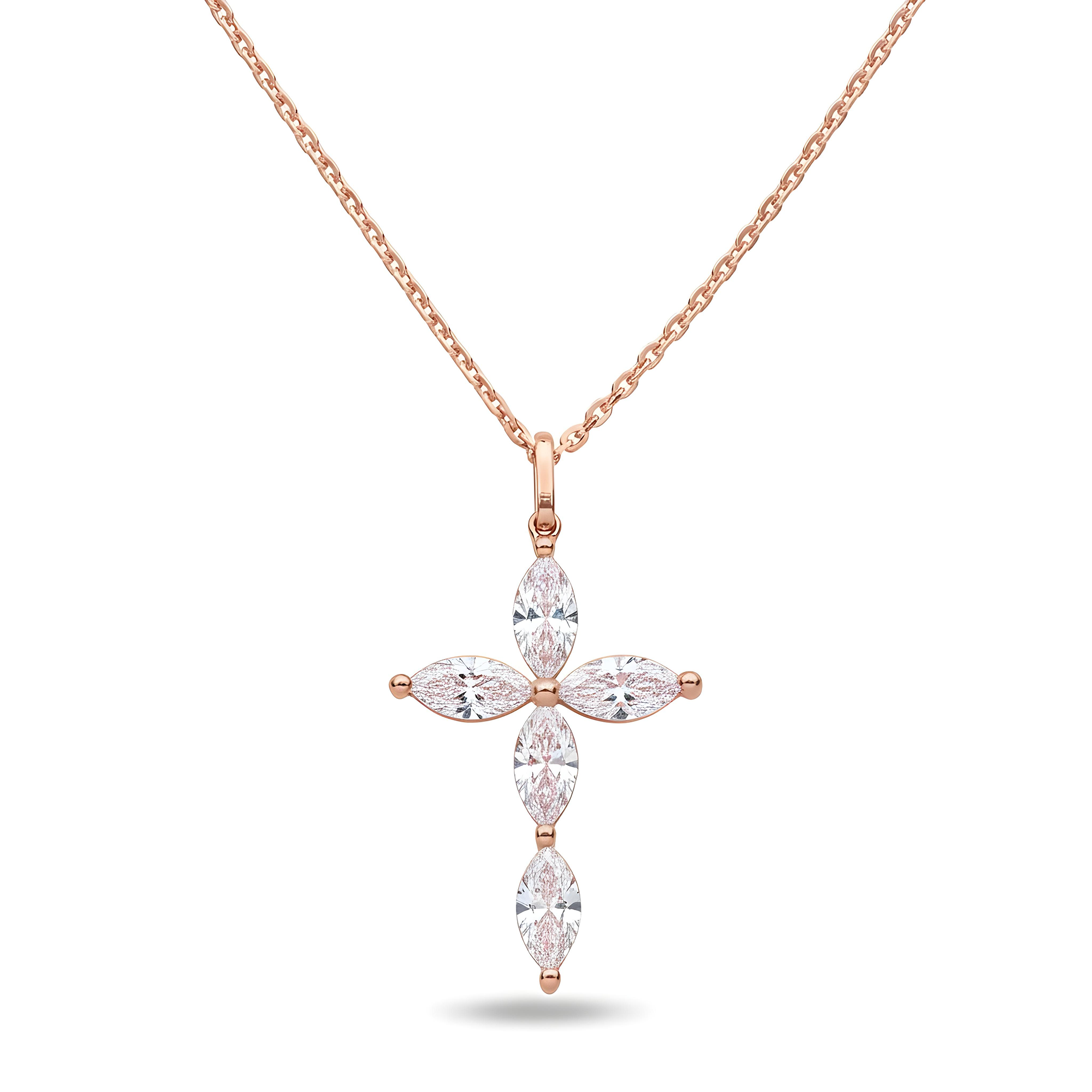 Top-Notch White Gold Marquise Cut Diamond Cross Pendant & Chain ...