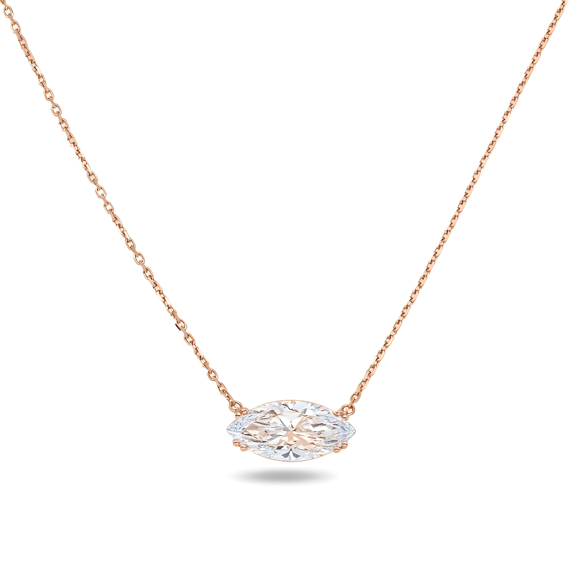IGI 18K White Gold Marquise Cut Diamond Necklace 2.92ct
