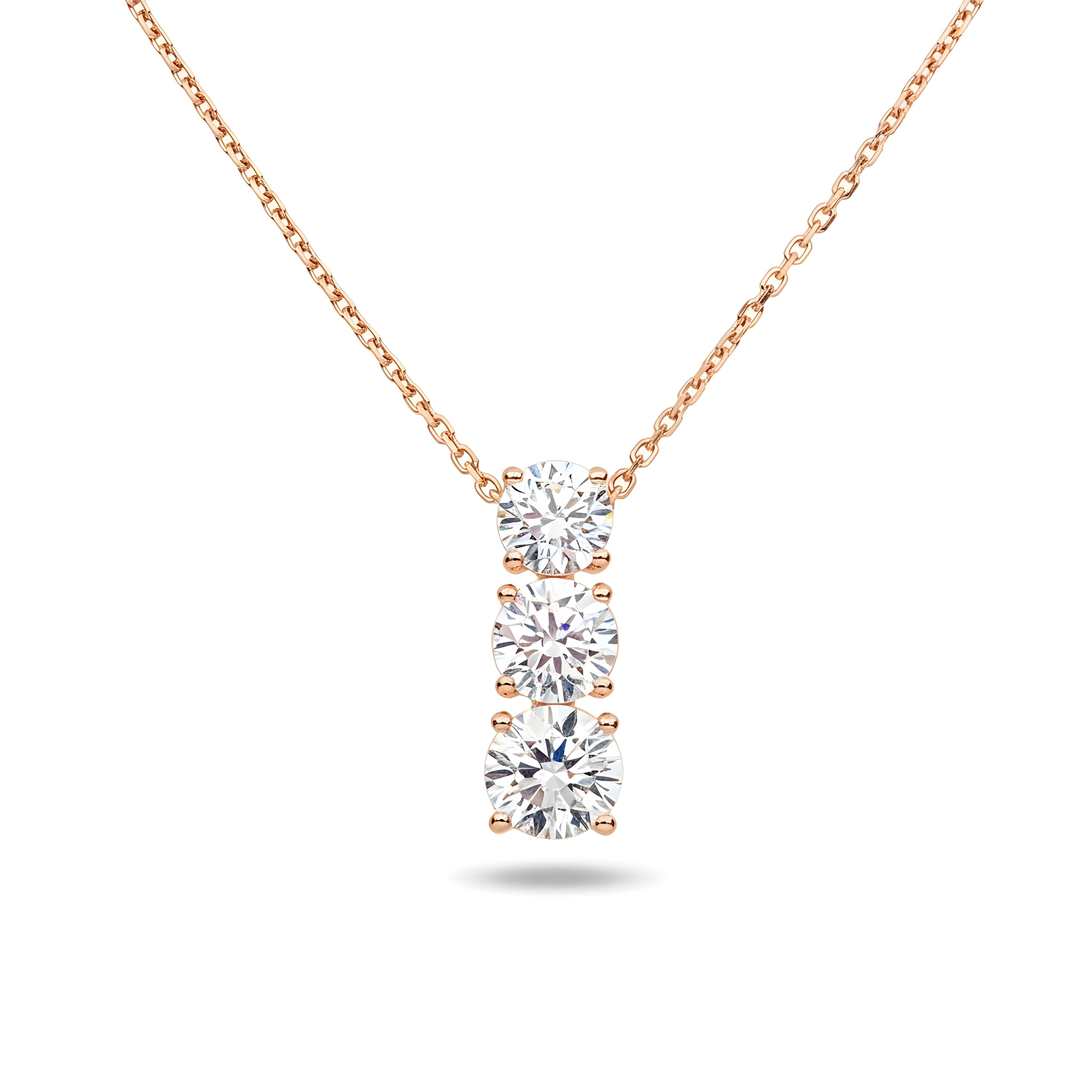 White Gold Round Diamond Drop Necklace 2.81ct