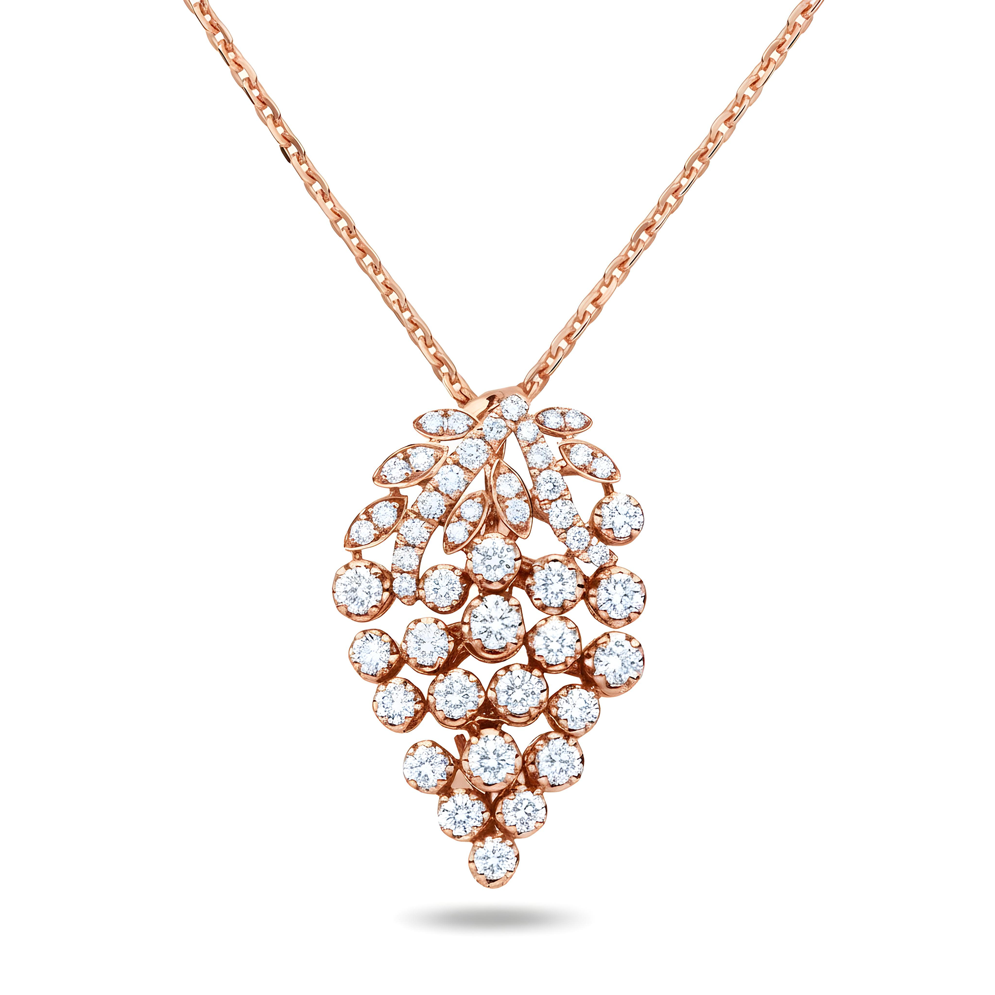 White Gold Diamond Berry Pendant & Chain Necklace 1.63ct