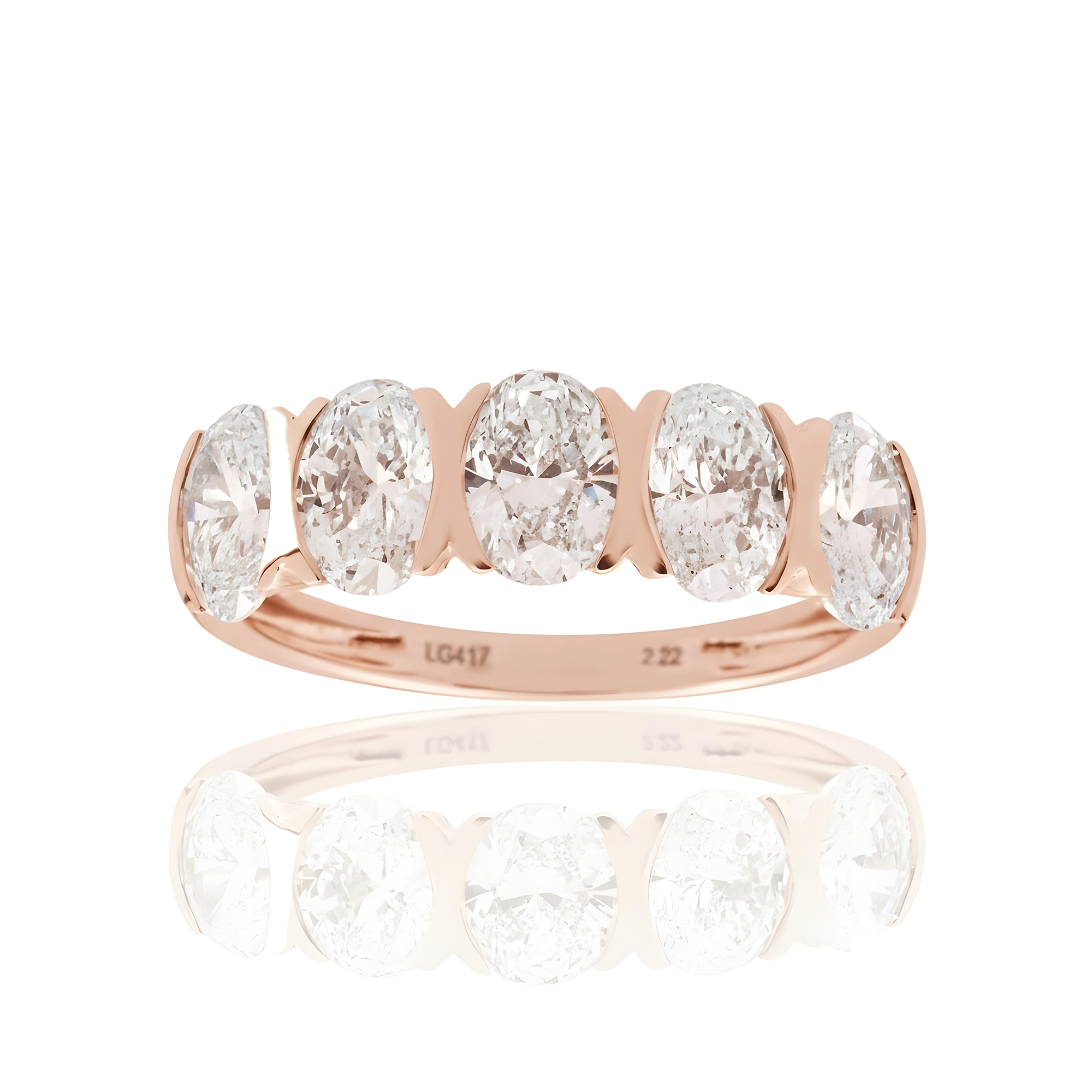 White Gold Oval Cut Diamond Half Eternity Ring 2.22ct