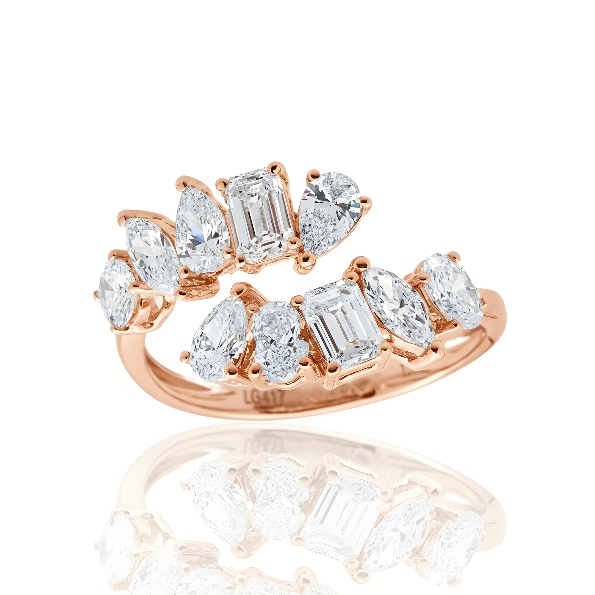 White Gold Multi Cut Diamond Wrap Ring 1.64ct