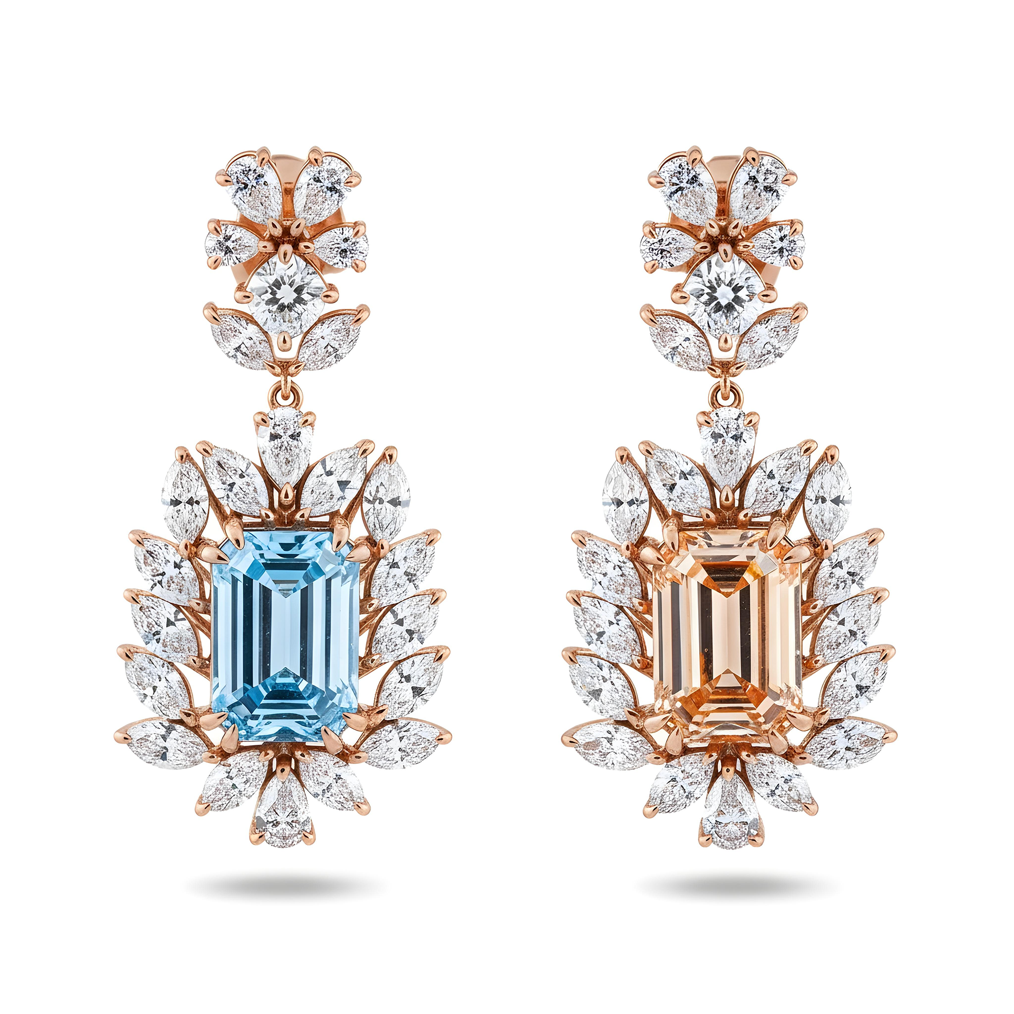 IGI Certified Fancy Pink & Blue Diamond Drop Earrings 10.59ctw
