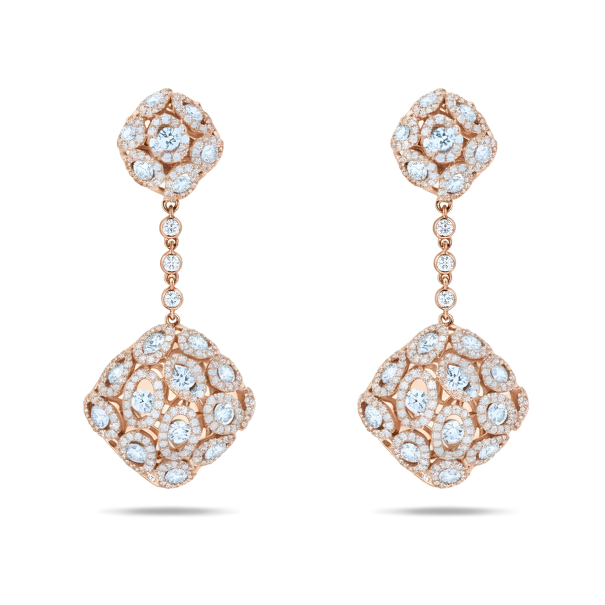 18K White Gold Detailed Diamond Drop Earrings 12.29ctw