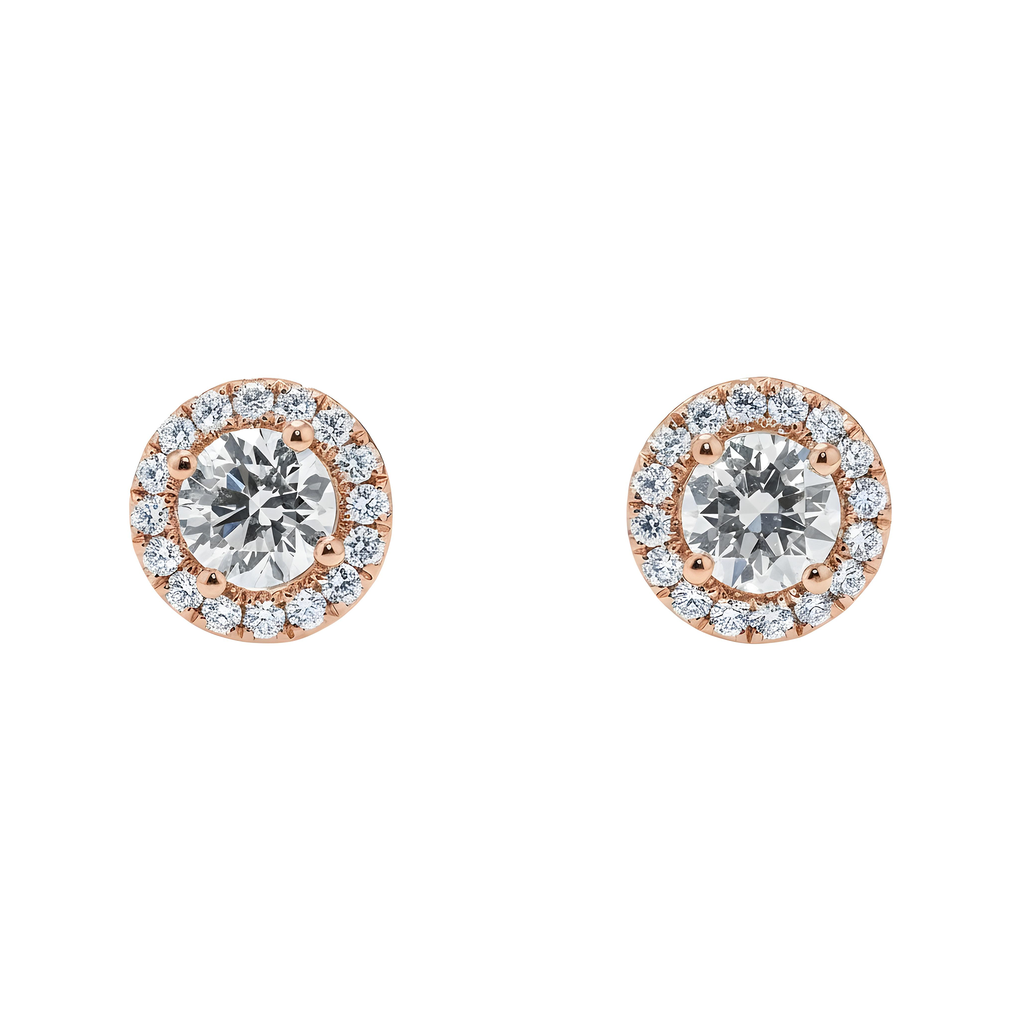18K White Gold Round Diamond Studs w/ Halo 2.78ctw