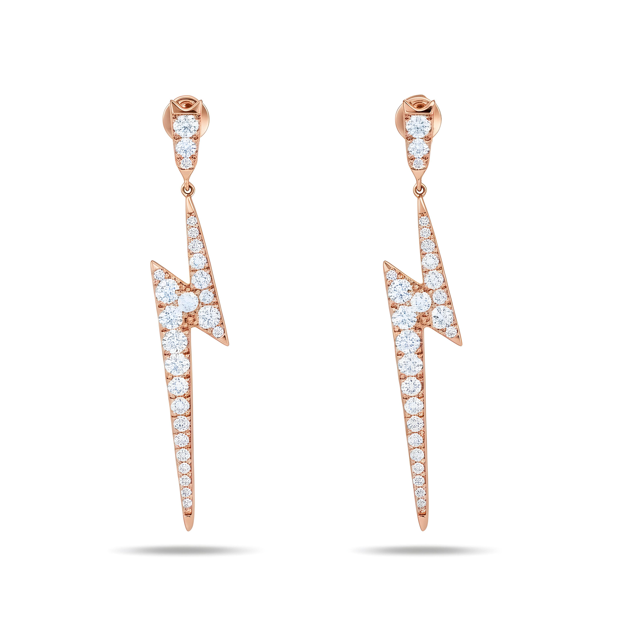 14K White Gold Diamond Lightning Bolt Earrings 2.05ctw