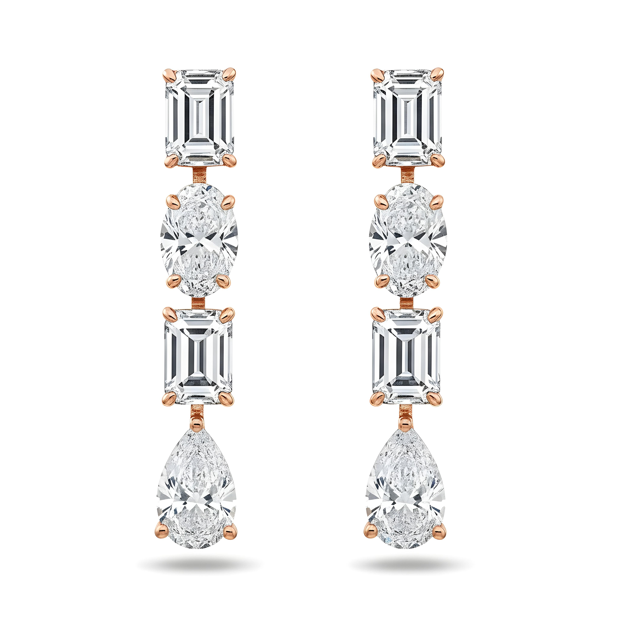 14K White Gold Multi Cut Diamond Drop Earrings 12.34ctw