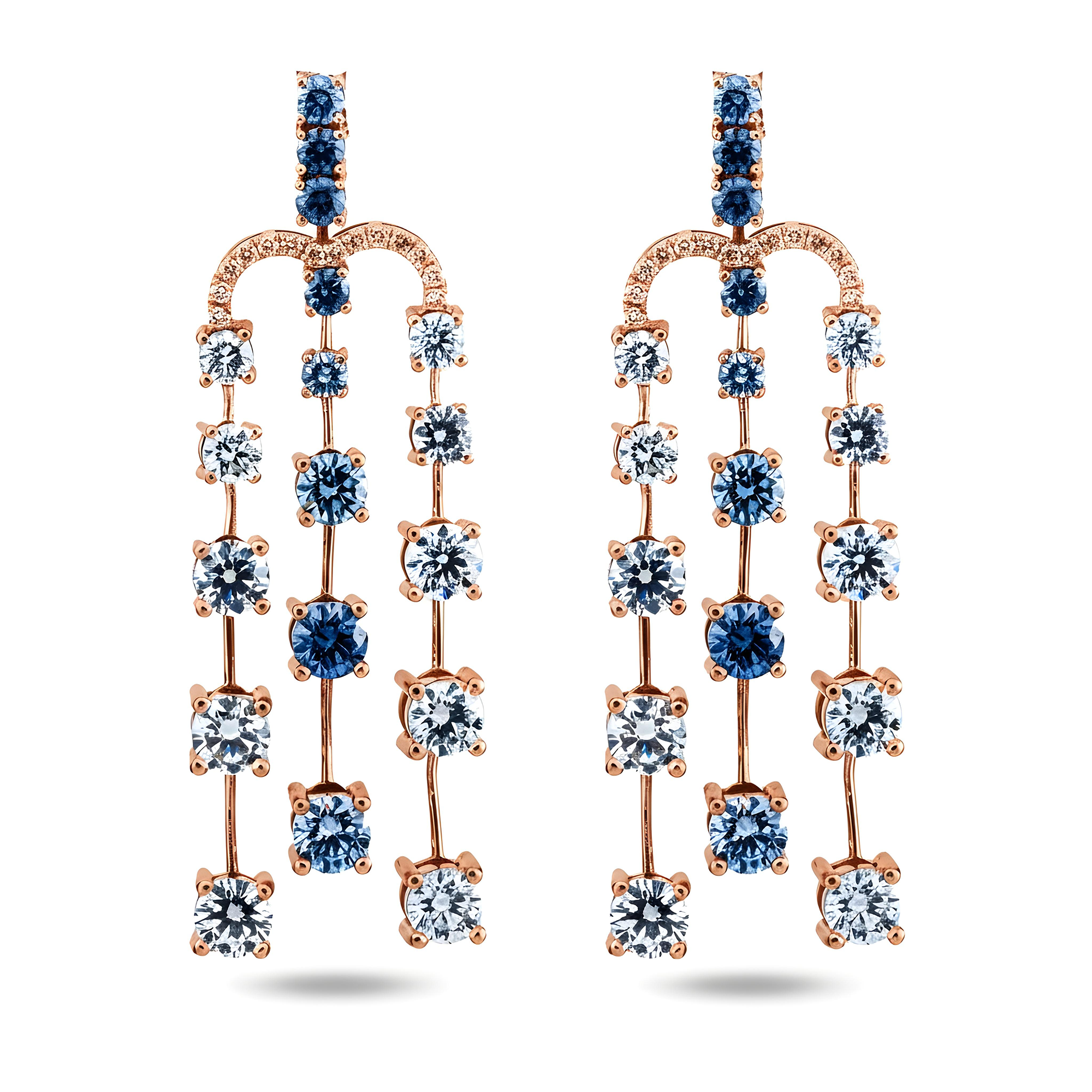 14K White Gold Diamond Rain Fall Drop Earrings 8.95ctw