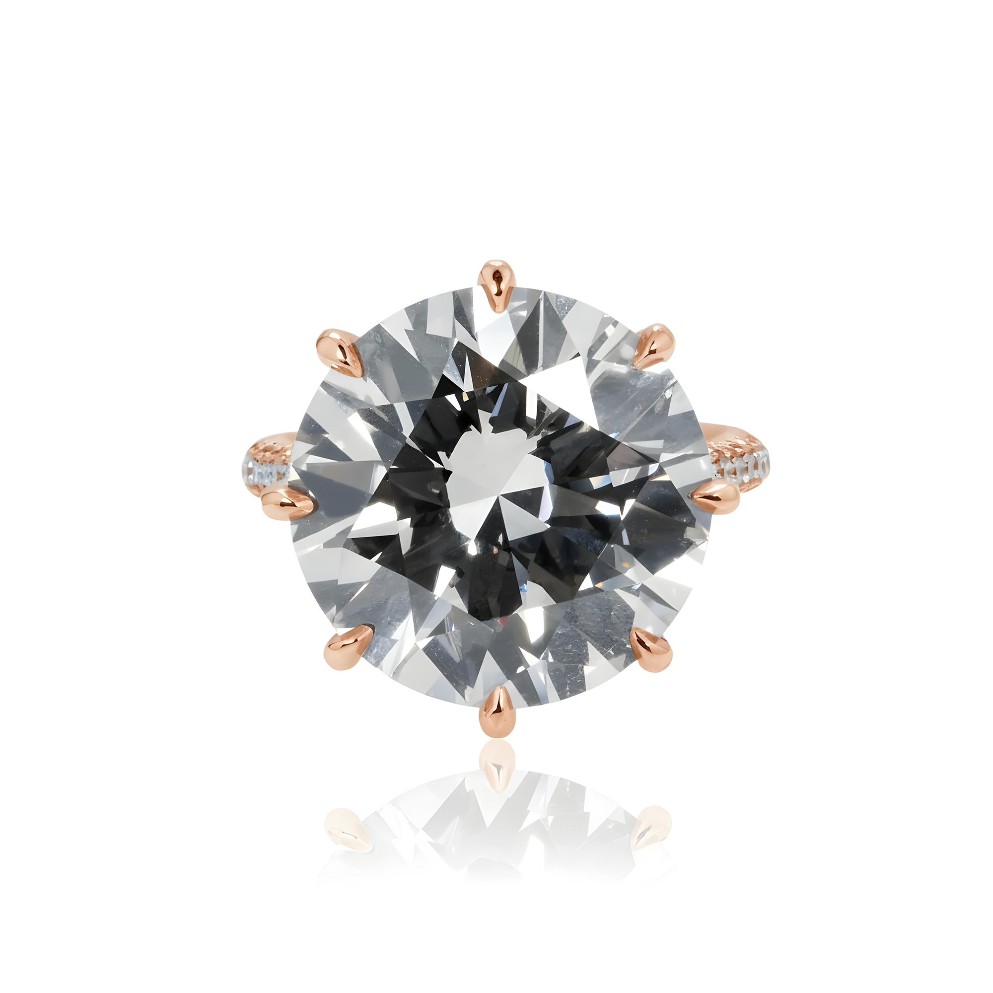 Platinum 14.31ct Round Diamond Engagement Ring 15.81ctw