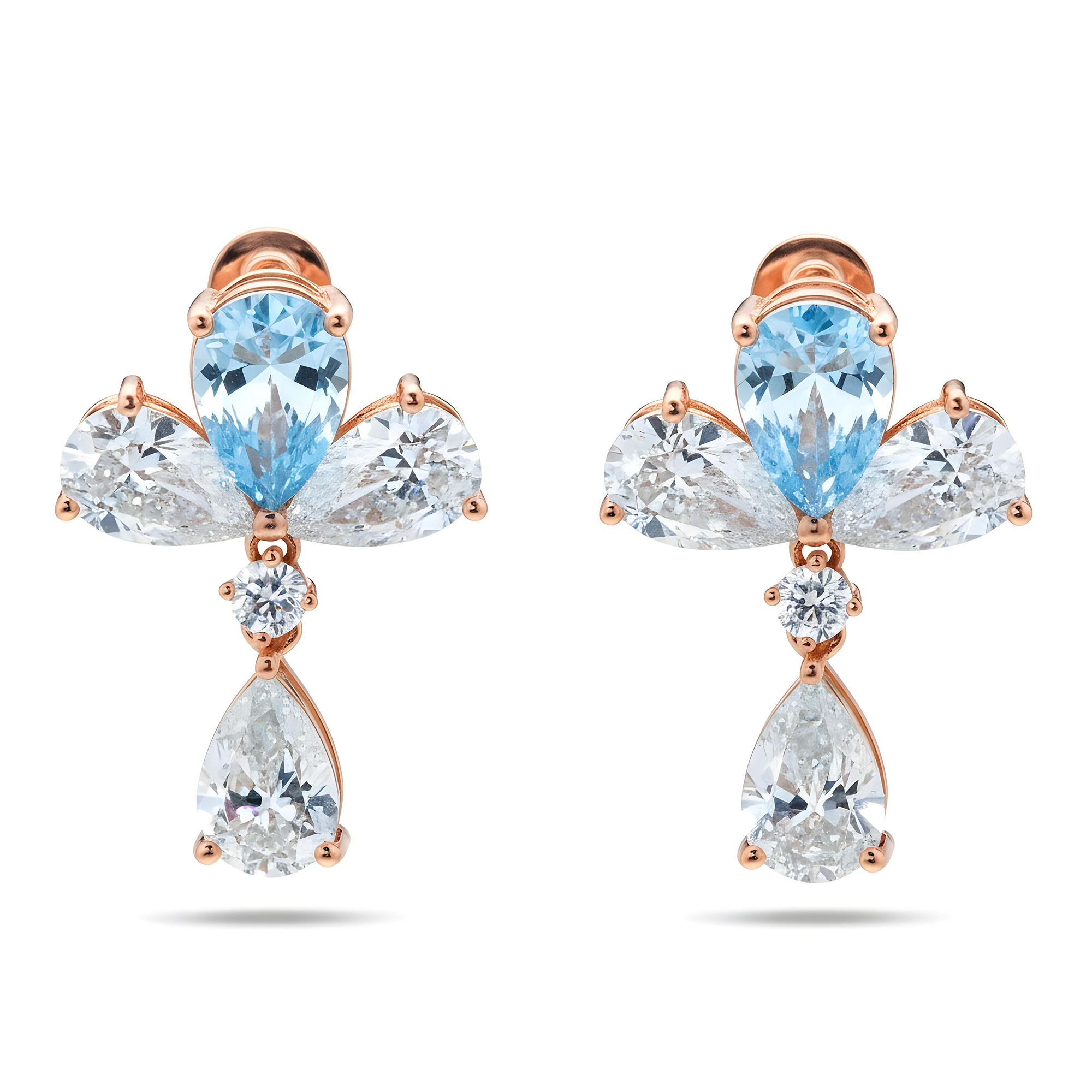 18K White Gold Pear Cut Fancy Vivid Blue Diamond Drop Earrings 9.06ctw