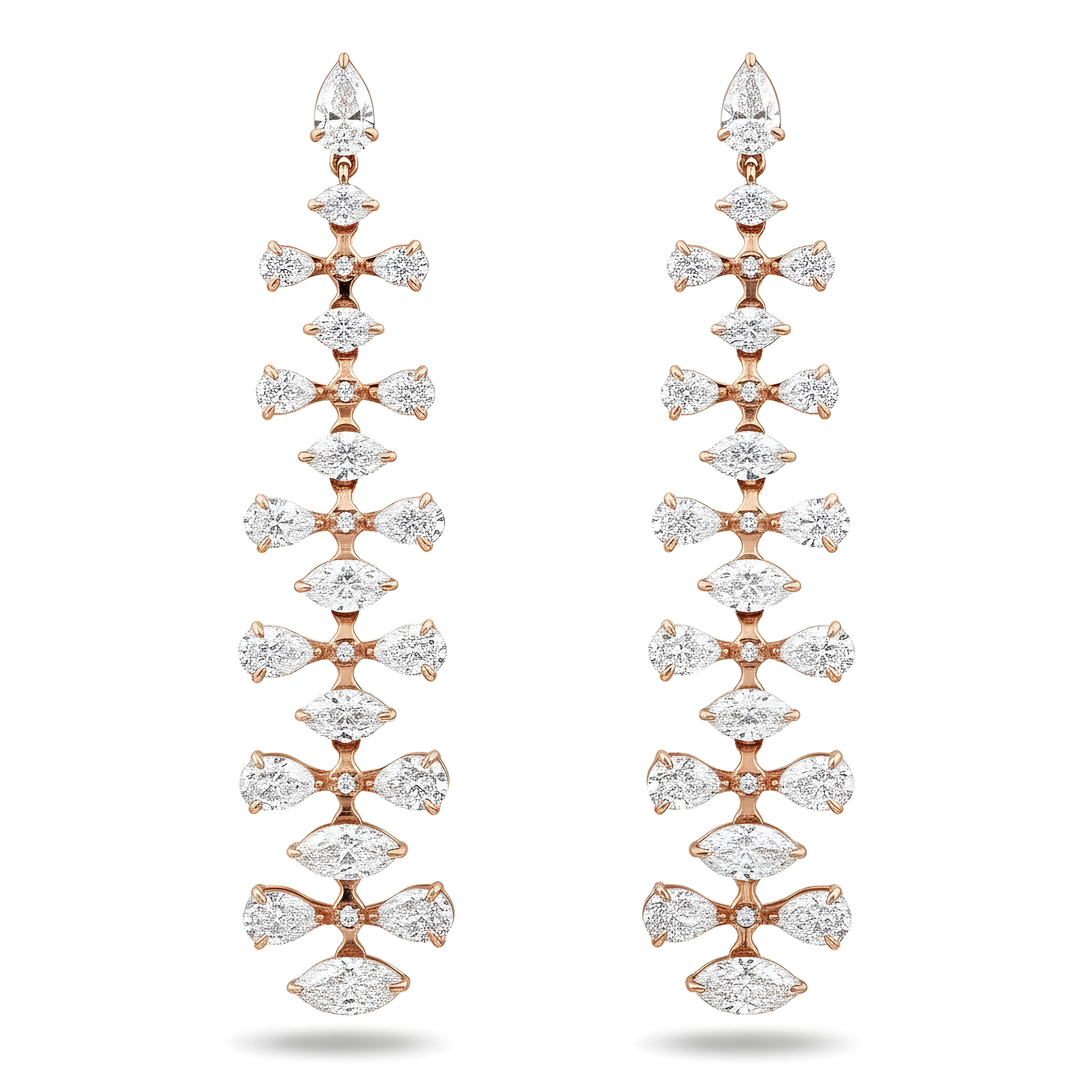 18K White Gold Pear & Marquise Cut Diamond Drop Earrings 9.17ctw