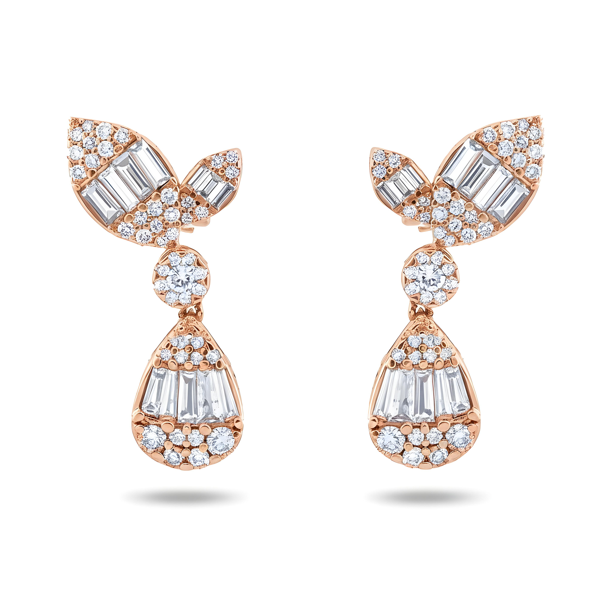 14K White Gold Citrus Diamond Drop Earrings 3.0ctw