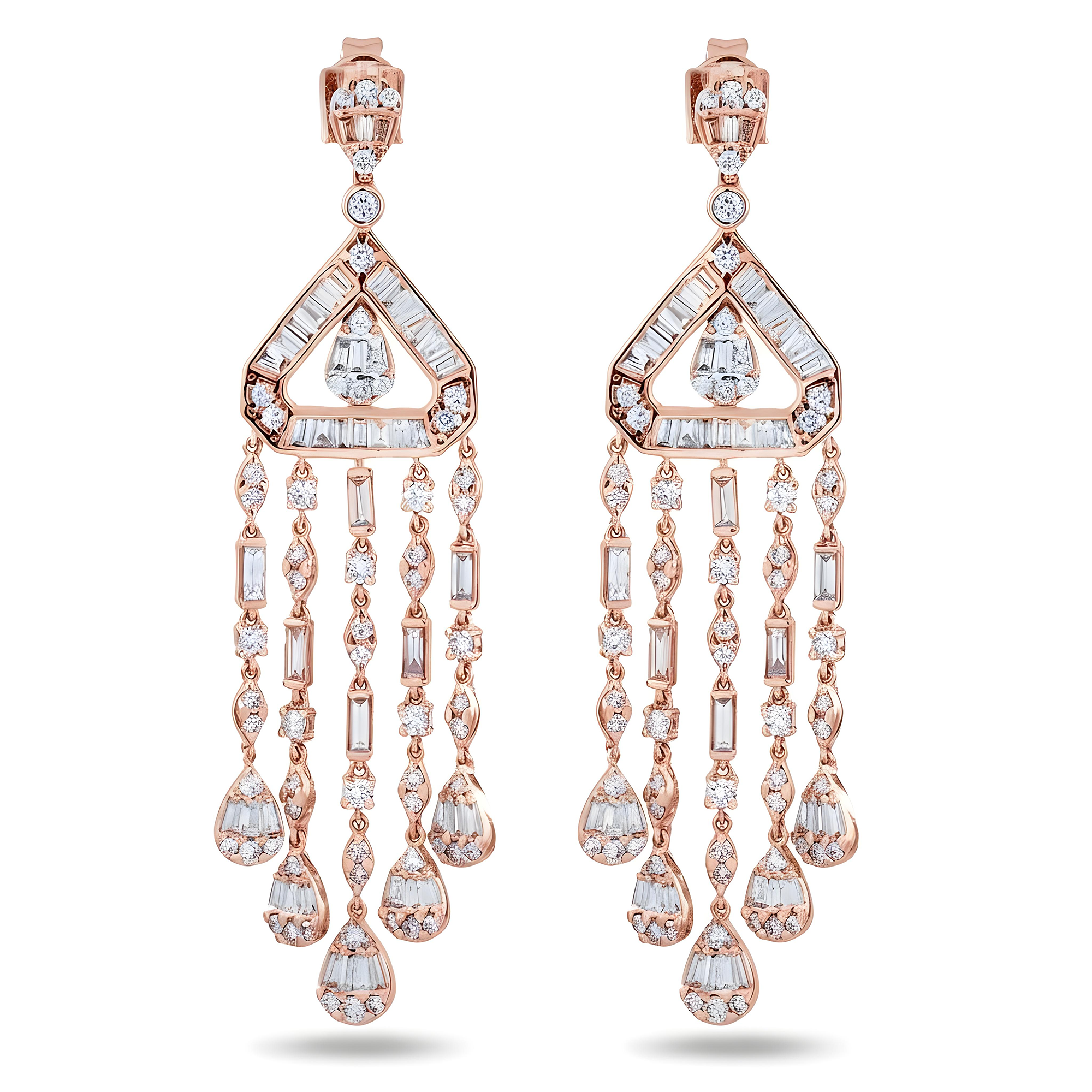 14K White Gold Eye of the Storm Diamond Drop Earrings 4.01ctw