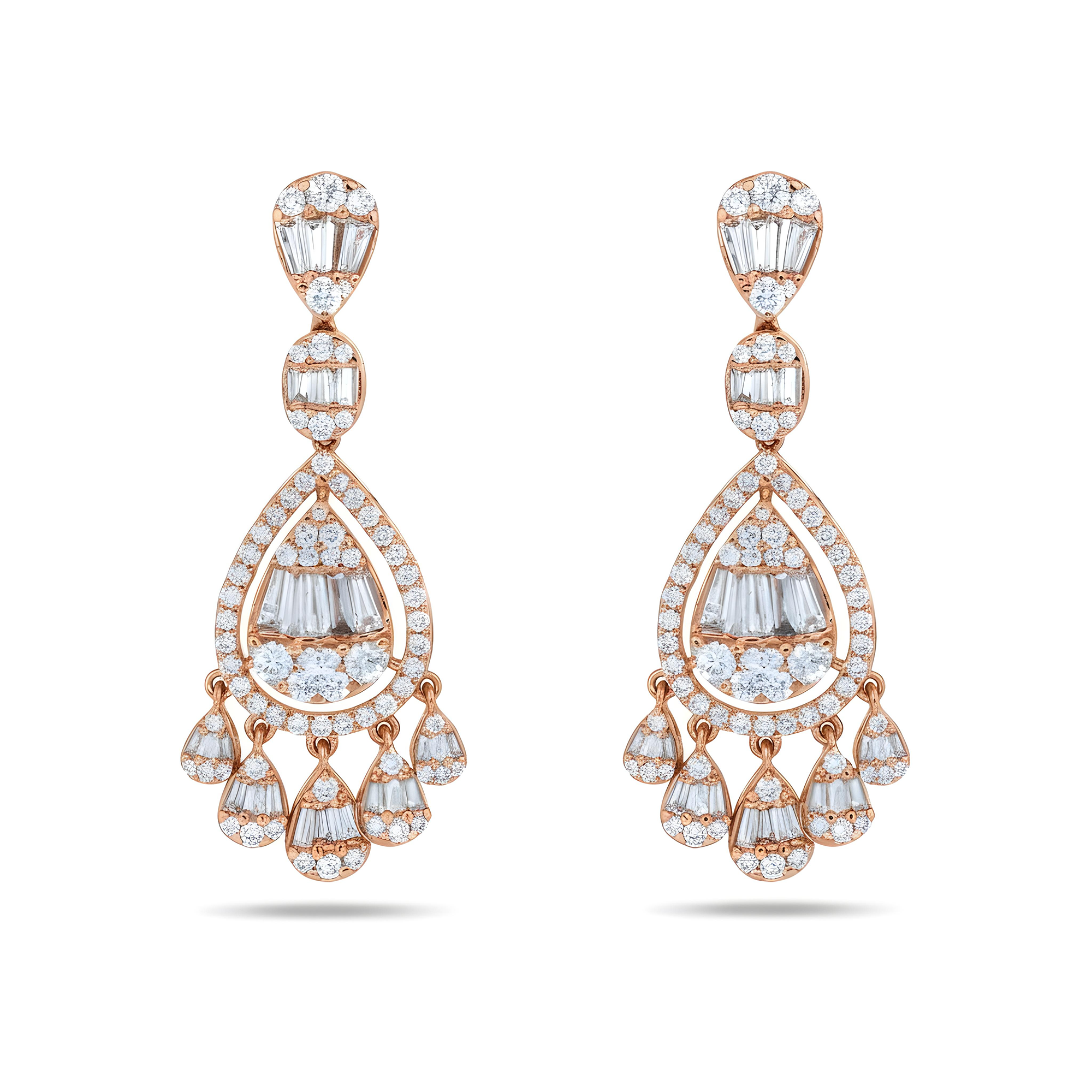 14K White Gold Diamond Teardrop Earrings 4.17ctw