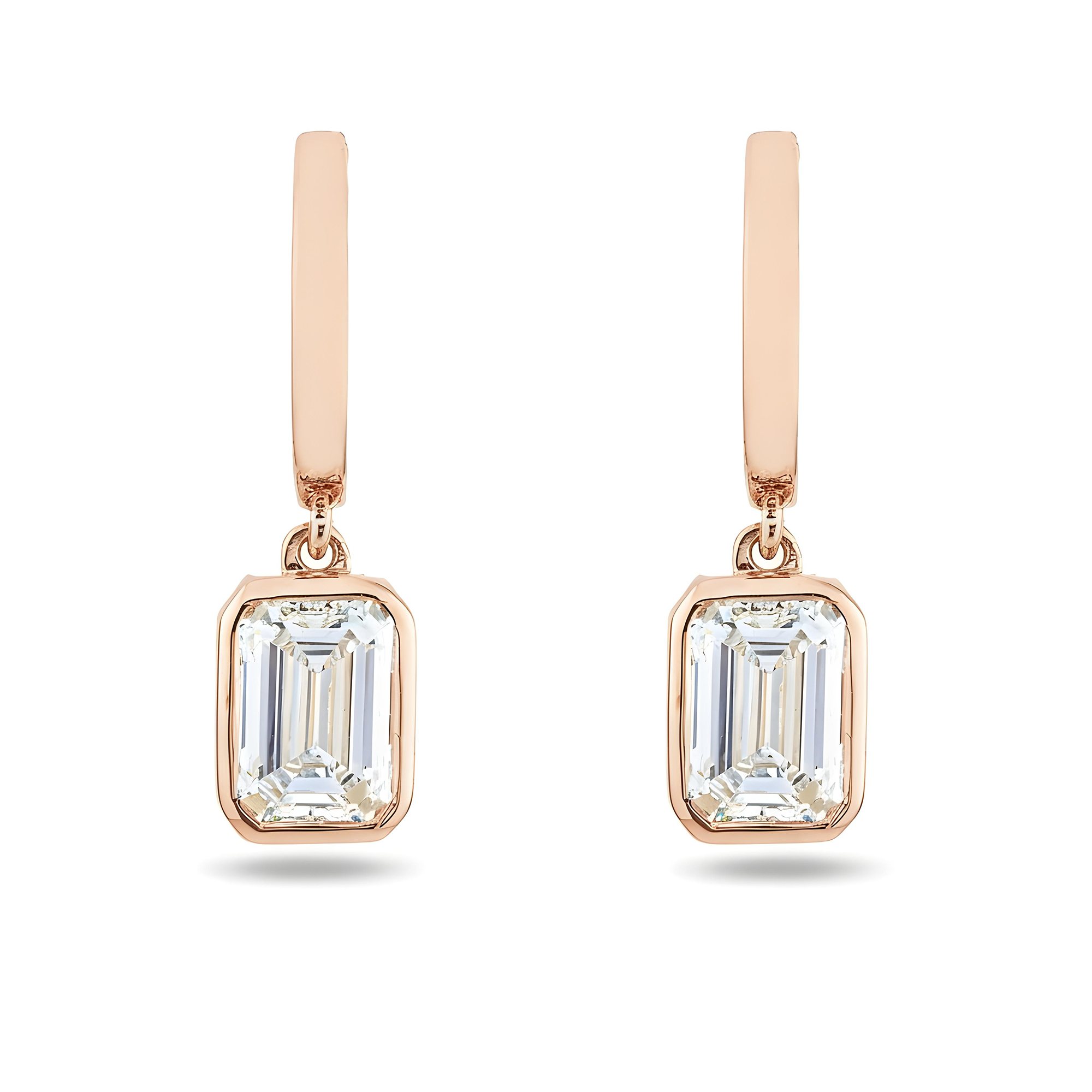 14K Yellow Gold Emerald Cut Diamond Drop Earrings 2.48ctw