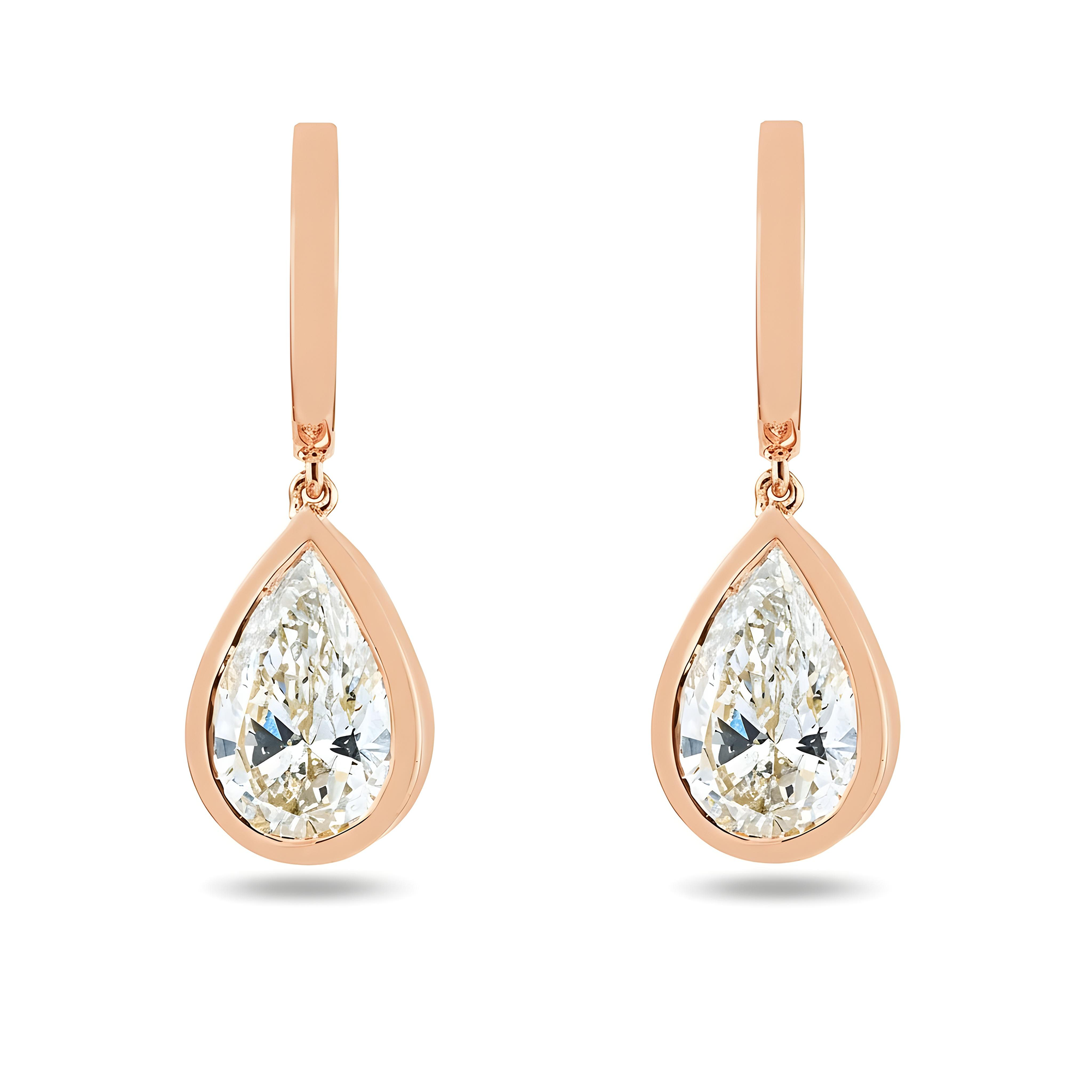 14K Yellow Gold Pear Cut Diamond Drop Earrings 4.06ctw
