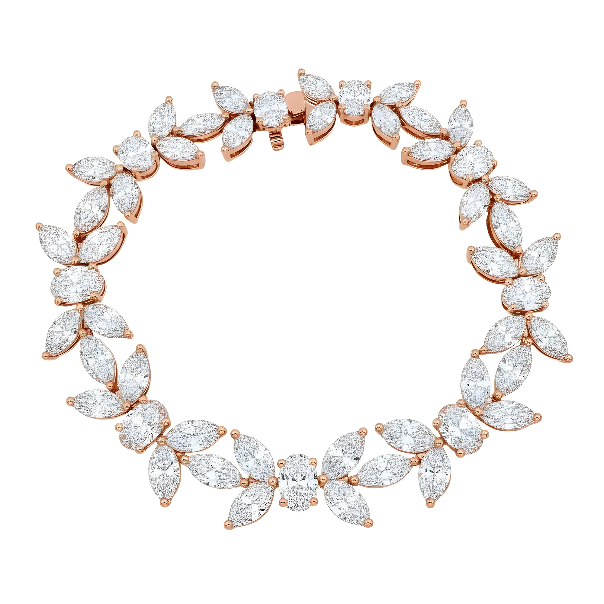 14K White Gold Oval & Marquise Cut Diamond Bracelet 22.92ct