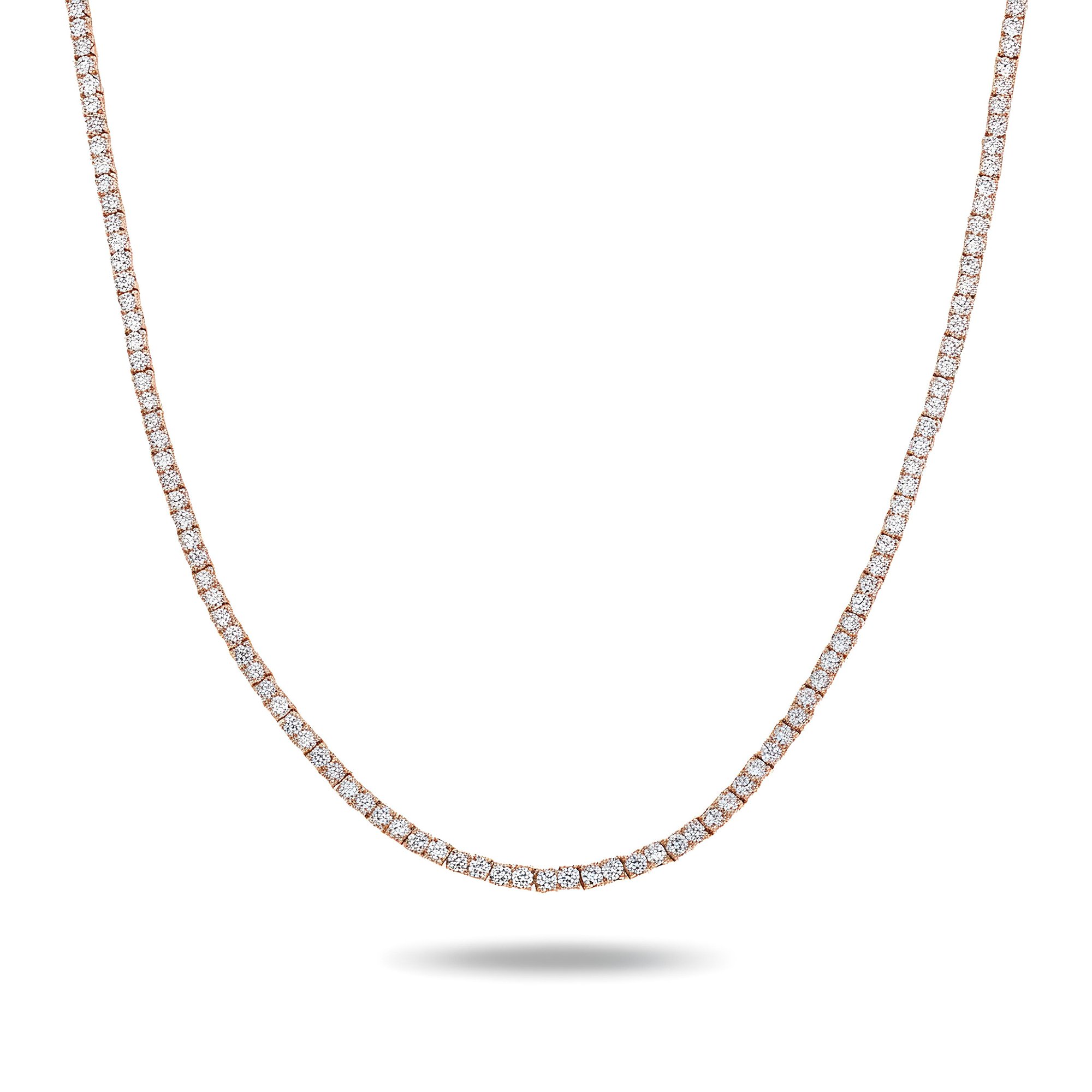 14K Yellow Gold Round Diamond Tennis Chain 18.83ct (16"-24")