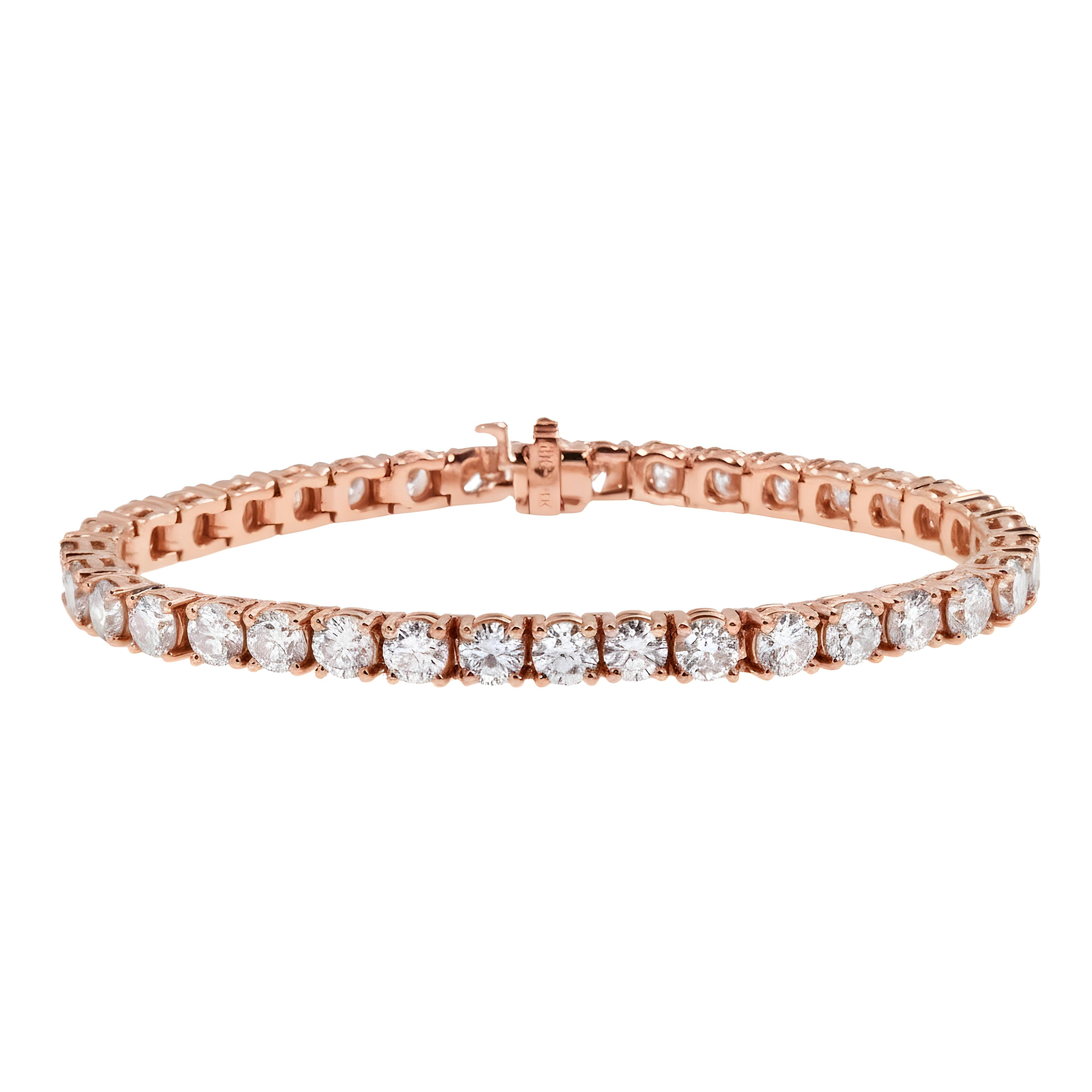 14K White Gold Round Diamond Tennis Bracelet 14.12ct