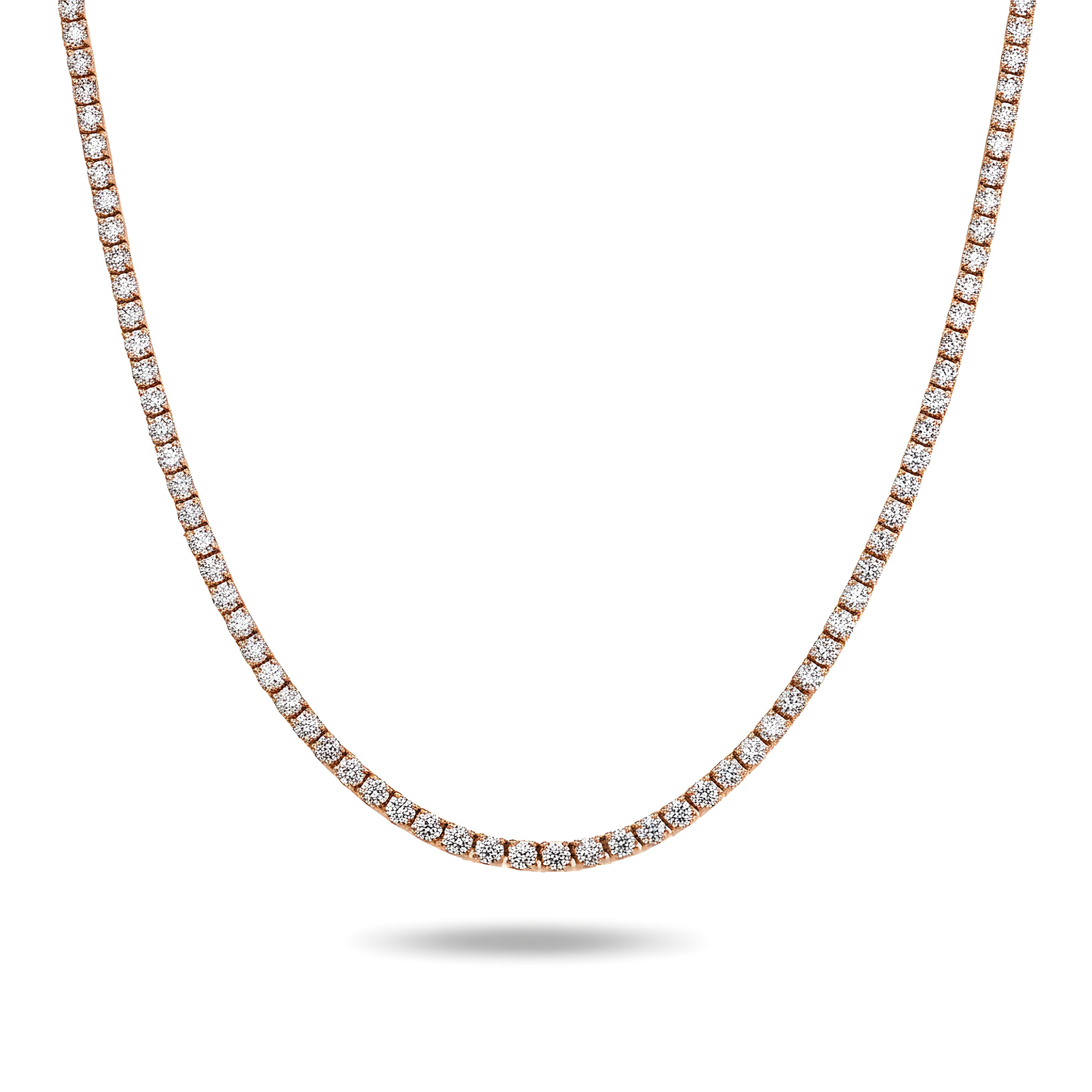 14K White Gold Round Diamond Tennis Chain 26.66ct (16"-24")