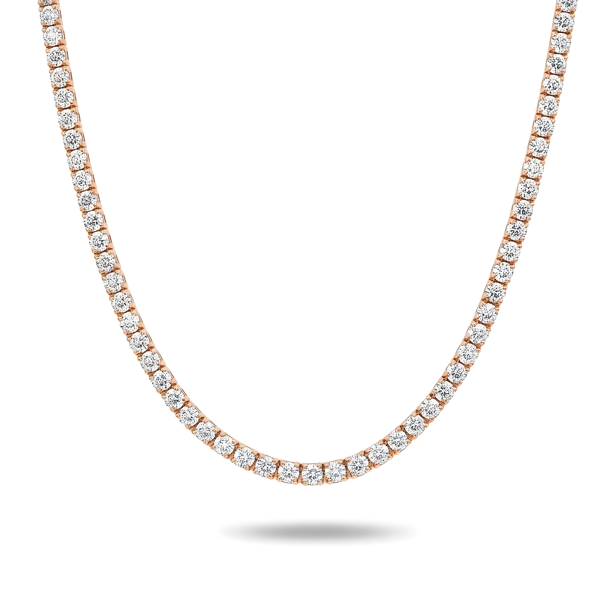 14K Yellow Gold Round Diamond Tennis Chain 53.50ct