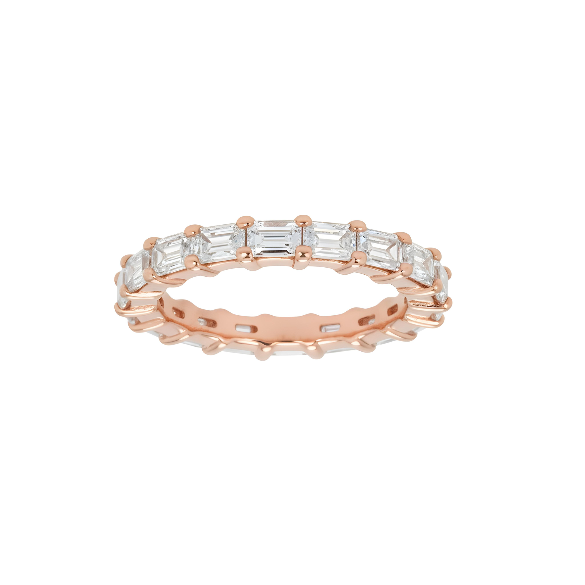 14K Yellow Gold Horizontal Emerald Diamond Eternity Ring 2.88ct (size 6.25)