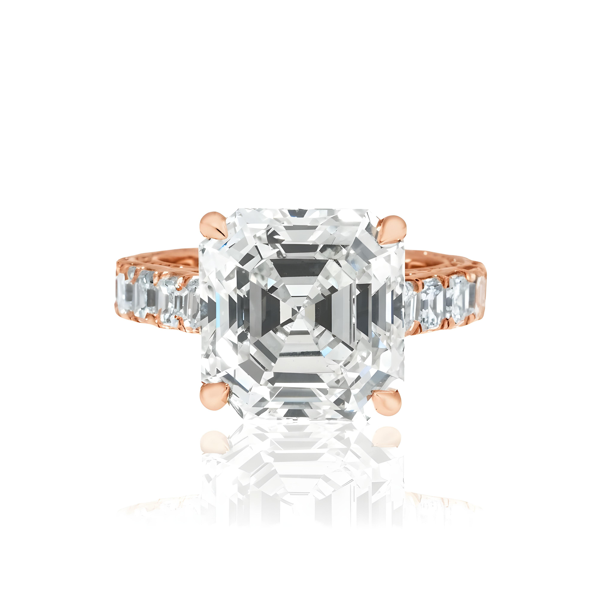 GIA 18K White Gold 8.61ct Asscher Cut Diamond Engagement ring 11.86ctw