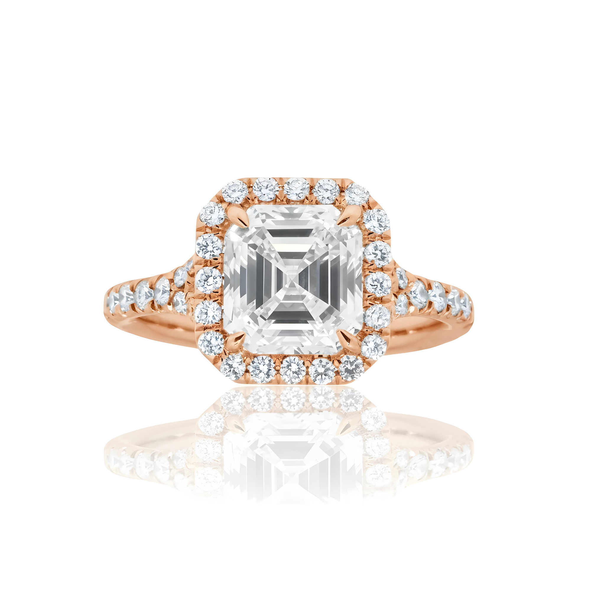 GIA Platinum 2.78ct Asscher Cut Diamond Engagement Ring 3.73ctw