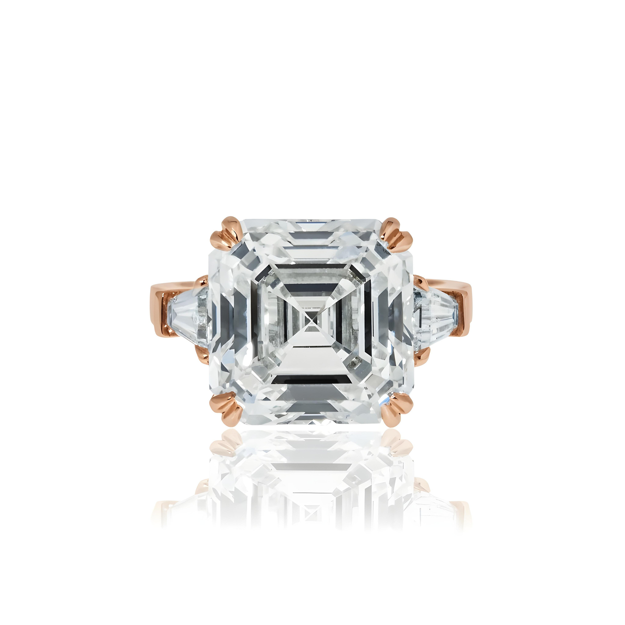 GIA Platinum 11.91ct Asscher Cut Diamond Engagement Ring 12.69ctw