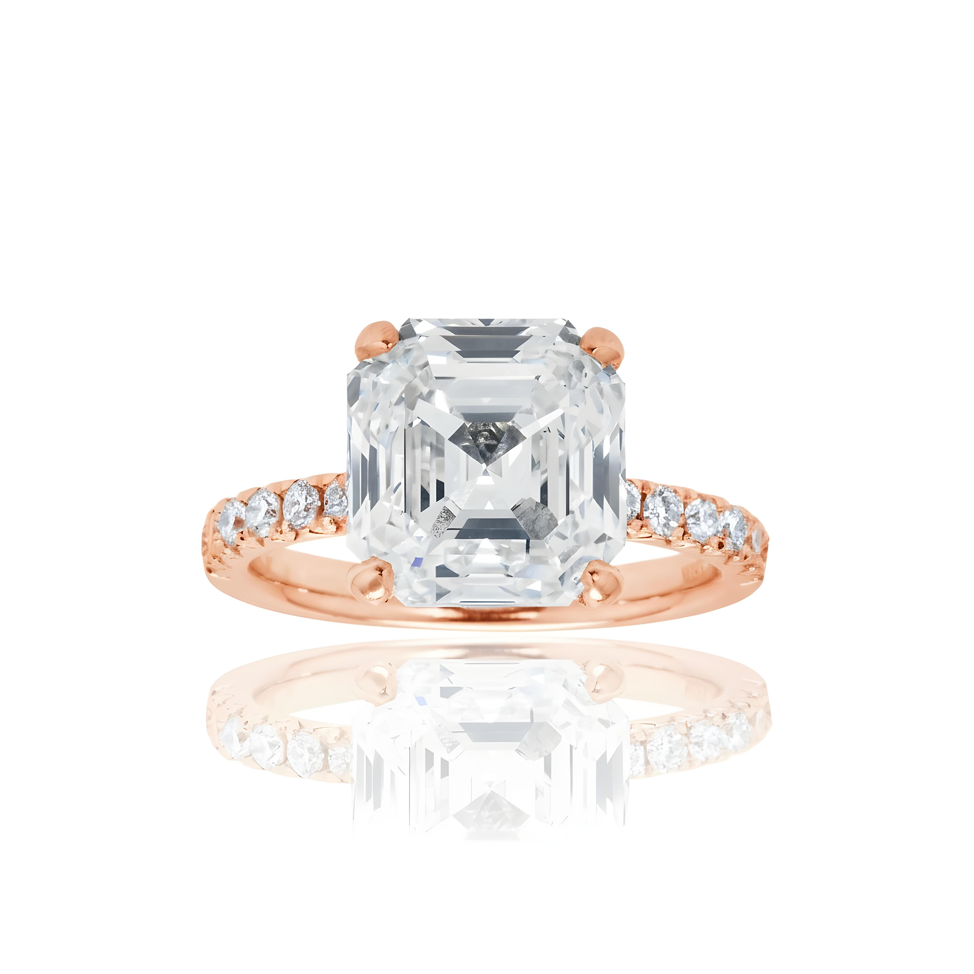GIA Platinum 6.28ct Asscher Cut Diamond Engagement Ring 7.09ctw