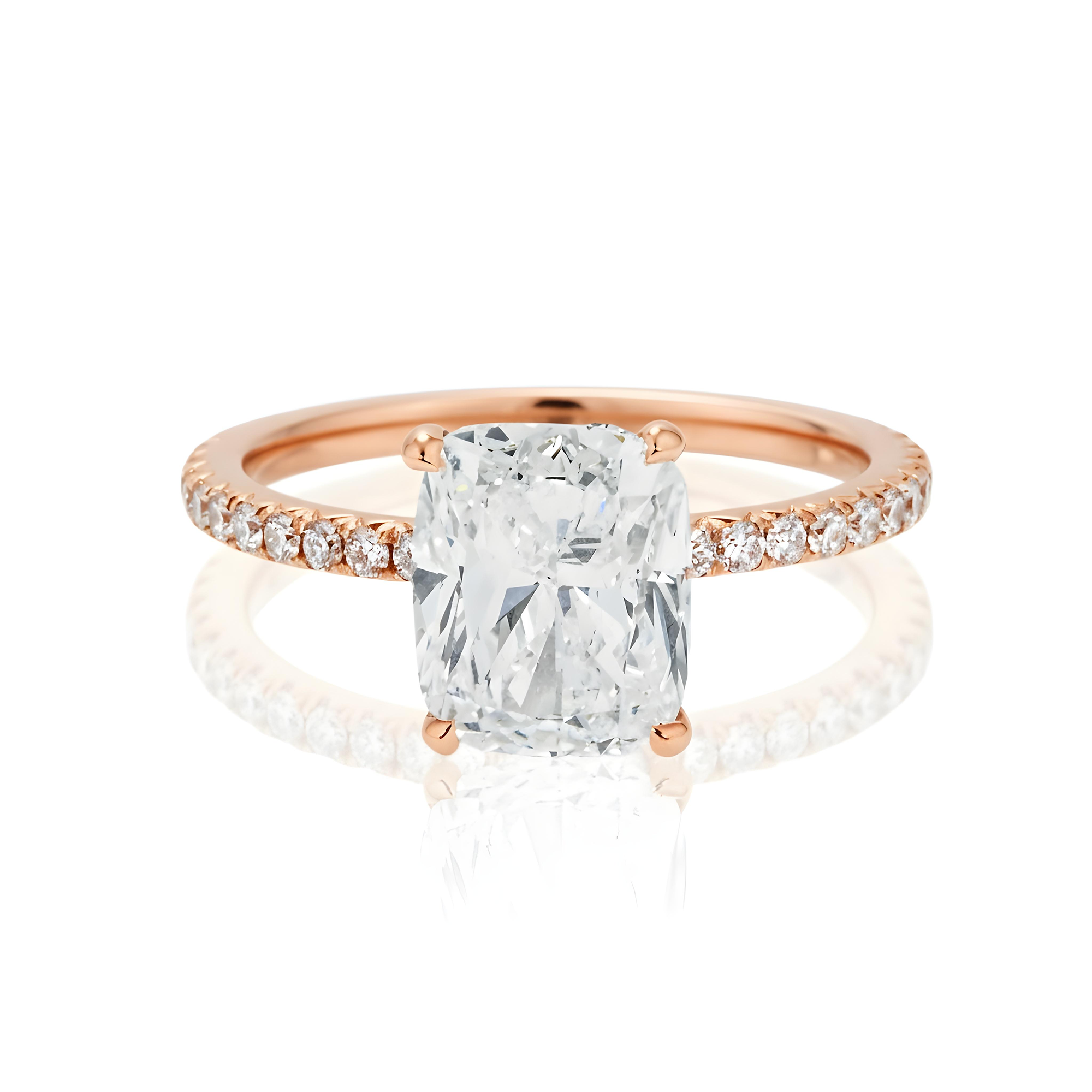 GIA 18K White Gold 3.01ct Cushion Cut Diamond Engagement Ring 3.55ctw