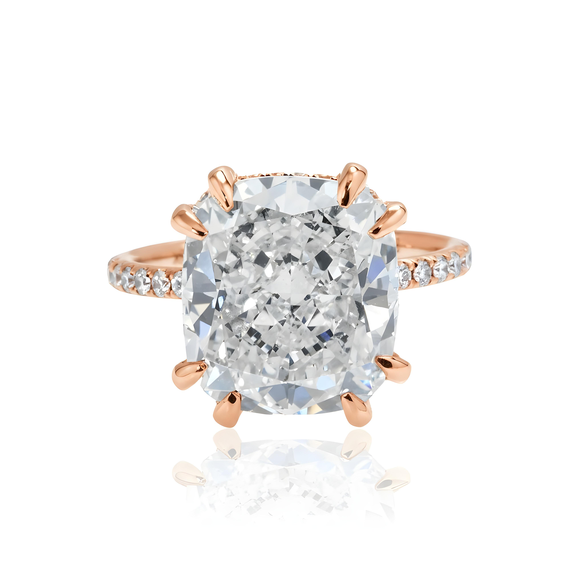 GIA 18K White Gold 8.42ct Cushion Cut Diamond Engagement Ring 8.92ctw