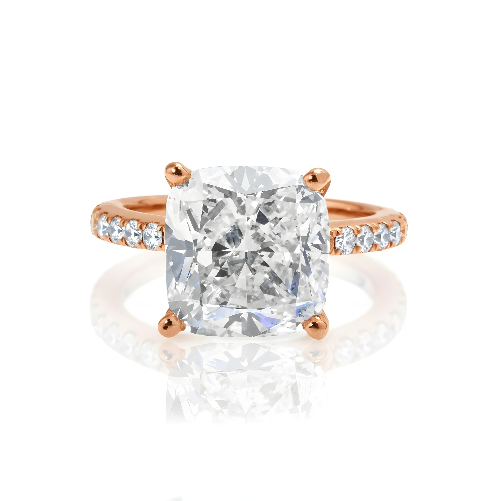 GIA Platinum 6.85ct Cushion Cut Diamond Engagement Ring 7.43ctw