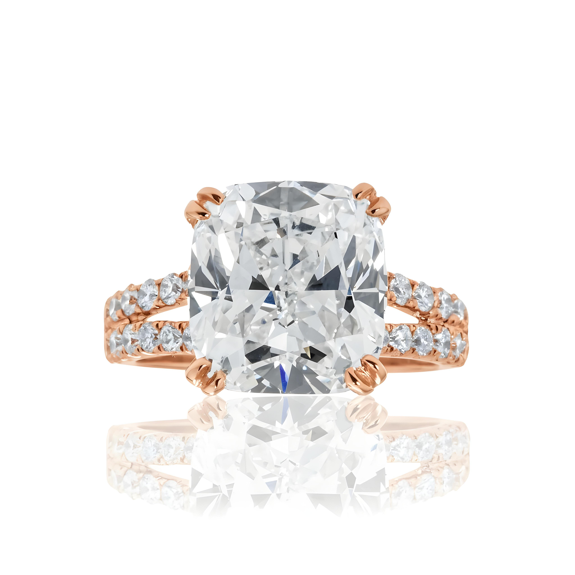 GIA 18K White Gold 7.10ct Cushion Cut Diamond Engagement Ring 7.72ctw