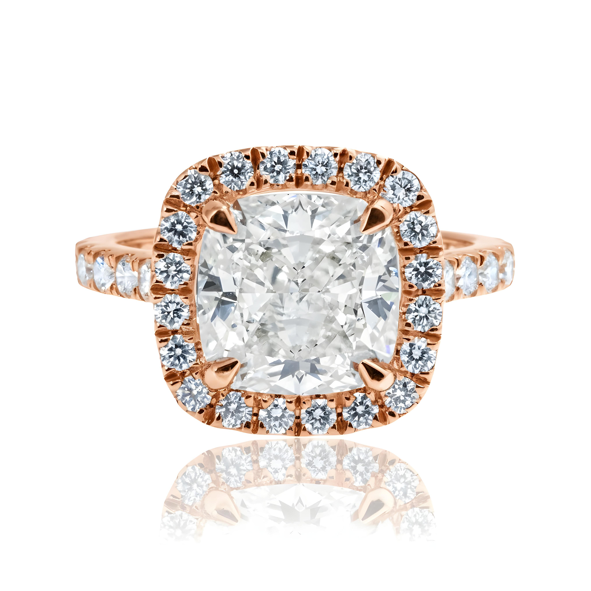 GIA 18K White Gold 5.12ct Cushion Cut Diamond Engagement Ring 6.39ctw