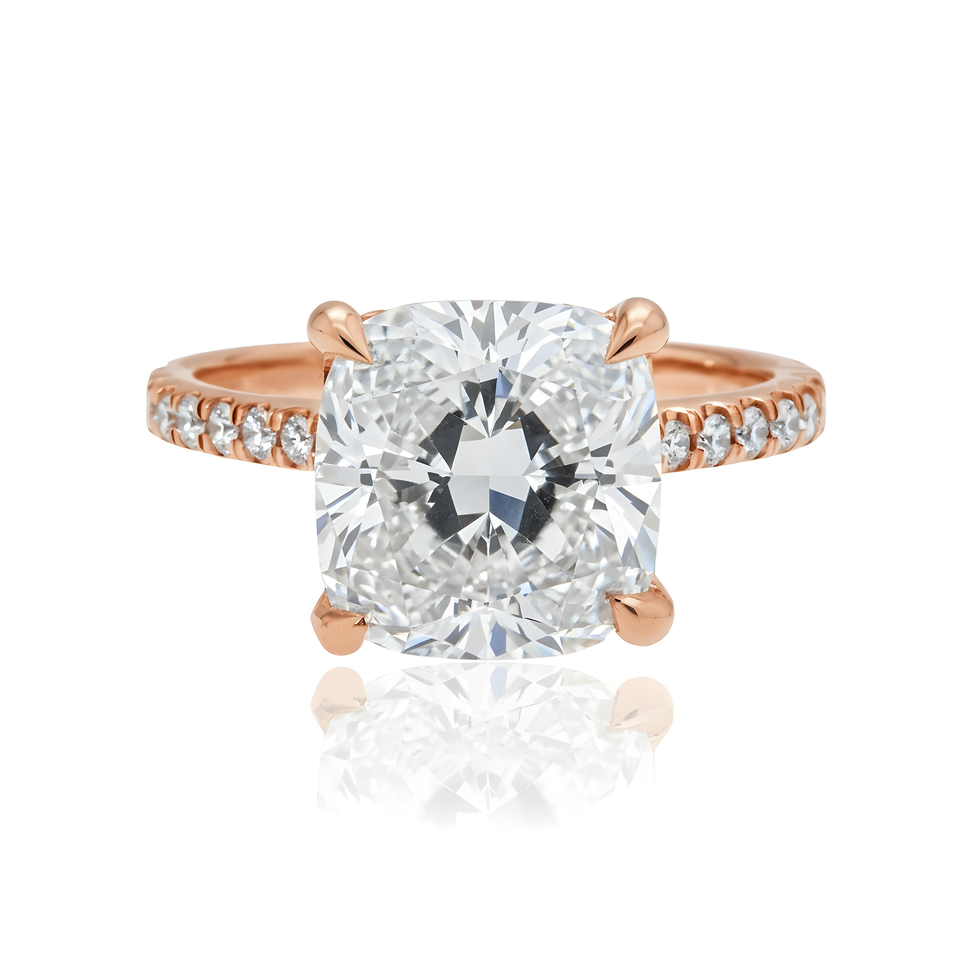 GIA 18K White Gold 5.01ct Cushion Cut Diamond Engagement Ring 5.41ctw