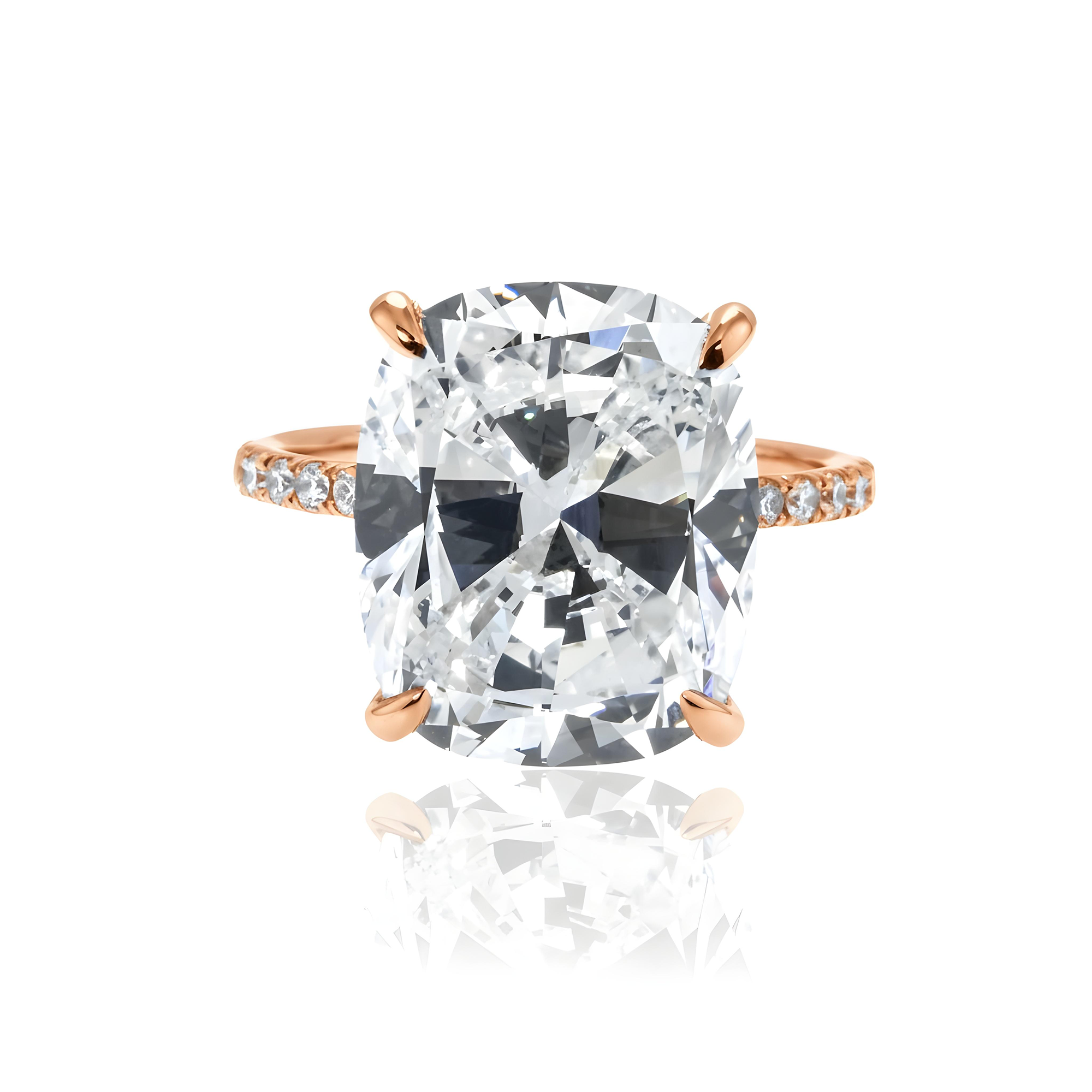 GIA 18K White Gold 10.01ct Cushion Cut Diamond Engagement Ring 10.61ct