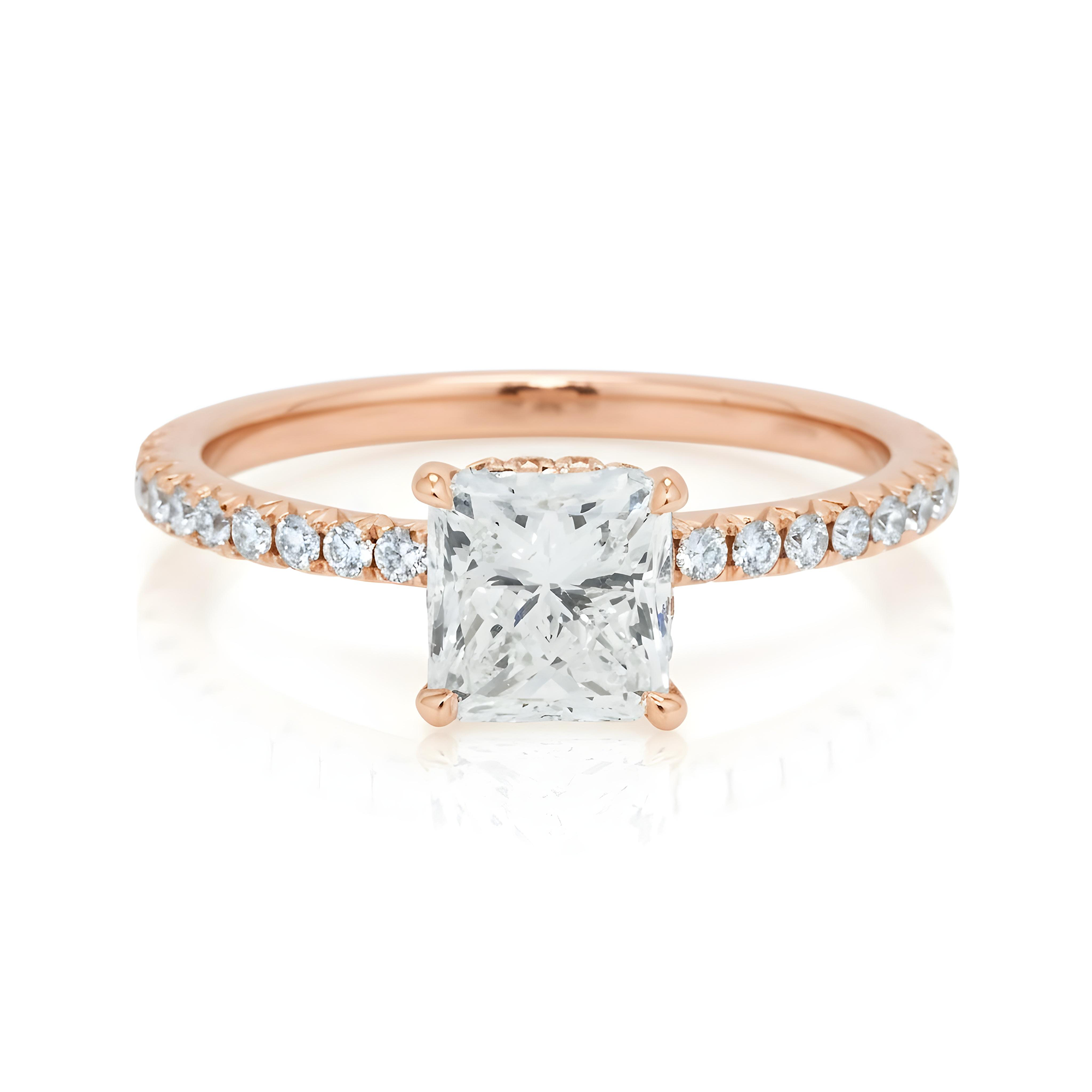 GIA 18K White Gold 1.51ct Square Radiant Cut Diamond Engagement Ring 1.97
