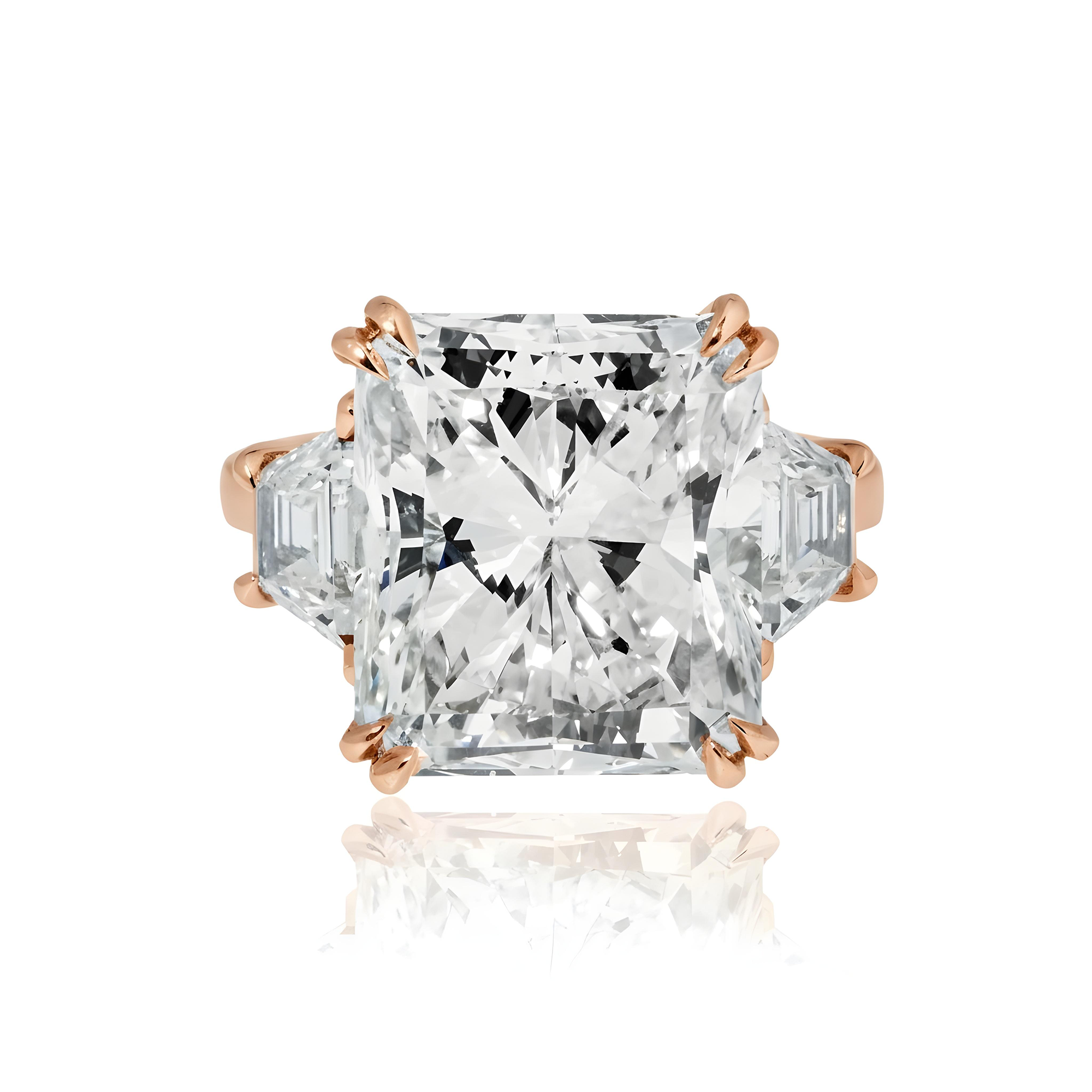 GIA Platinum 13.08ct Radiant Cut Diamond Engagement Ring 14.46ctw