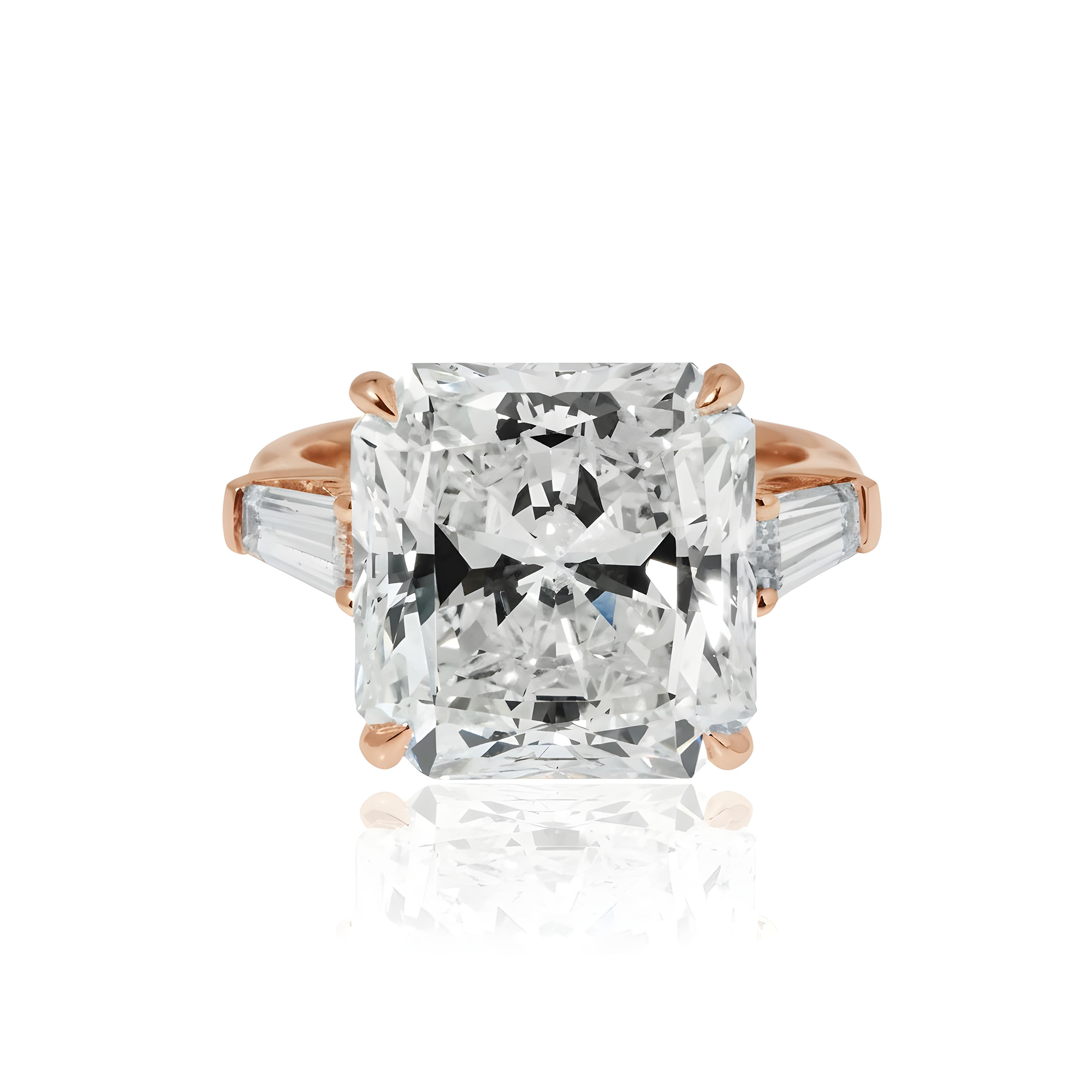 GIA Platinum 11ct Radiant Cut Triple Diamond Engagement Ring 12.08ctw