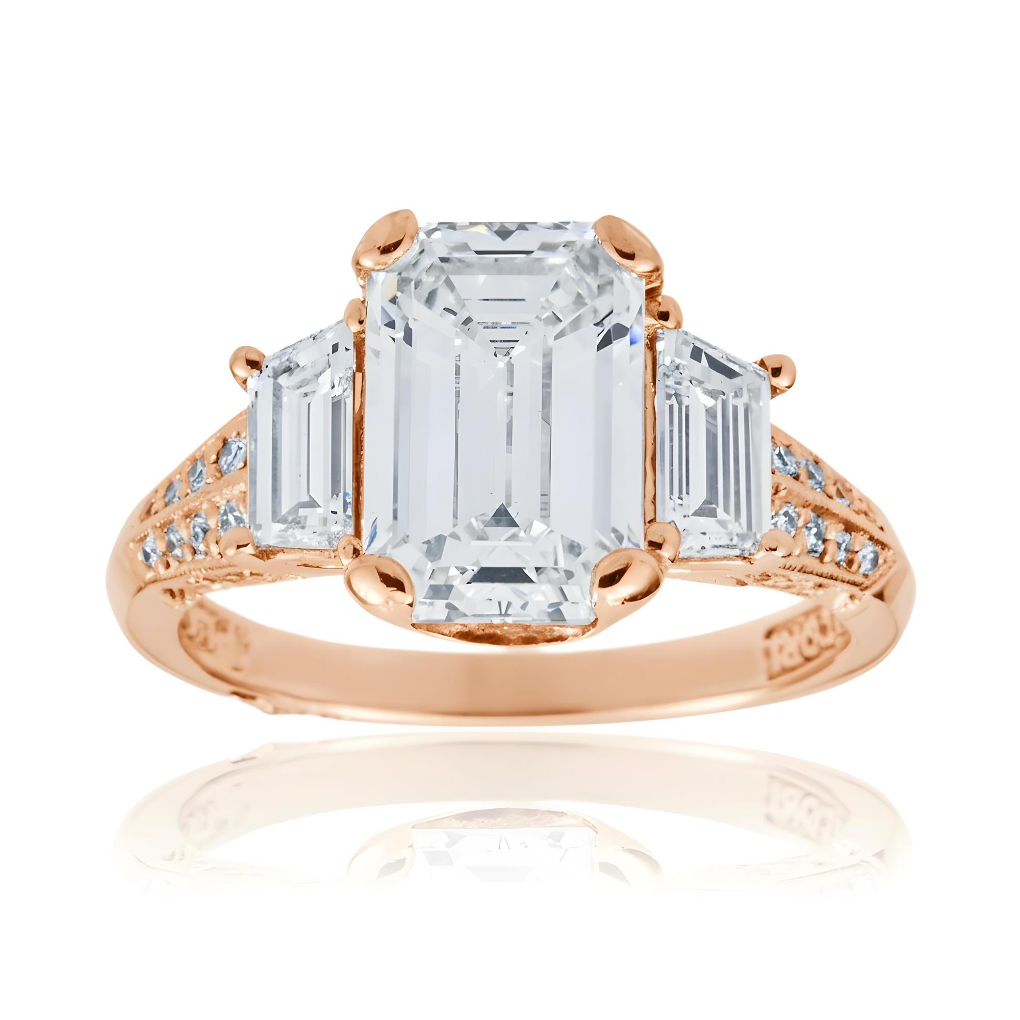 GIA Platinum 3.07ct Emerald Diamond Engagement Ring 4.27ctw
