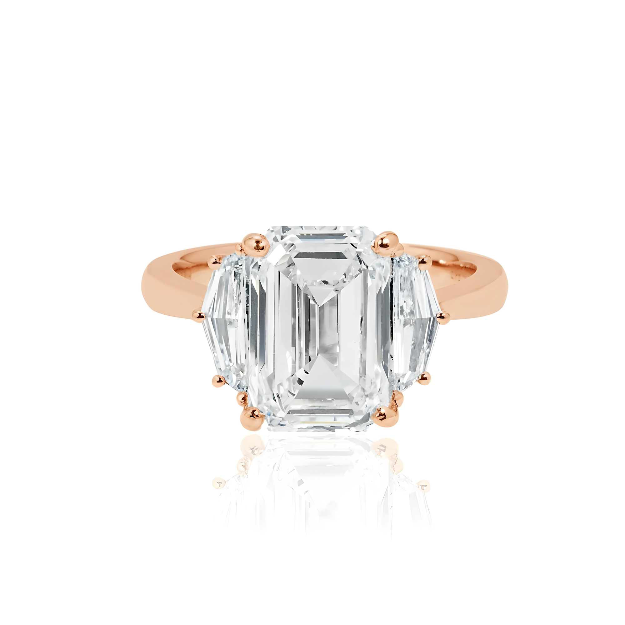 GIA Platinum 4.01ct Emerald Cut Tripe Diamond Engagement Ring 4.63ctw