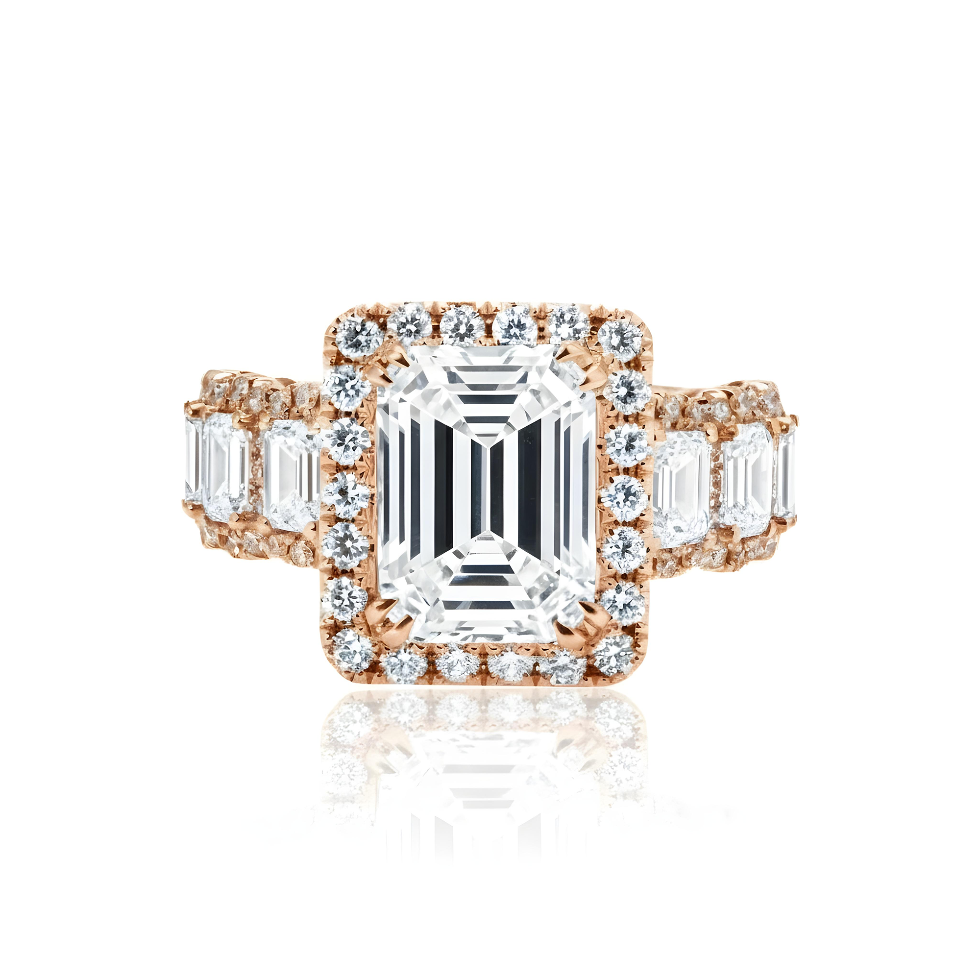 GIA 18K White Gold Emerald Cut Diamond Engagement Ring 6.76ctw