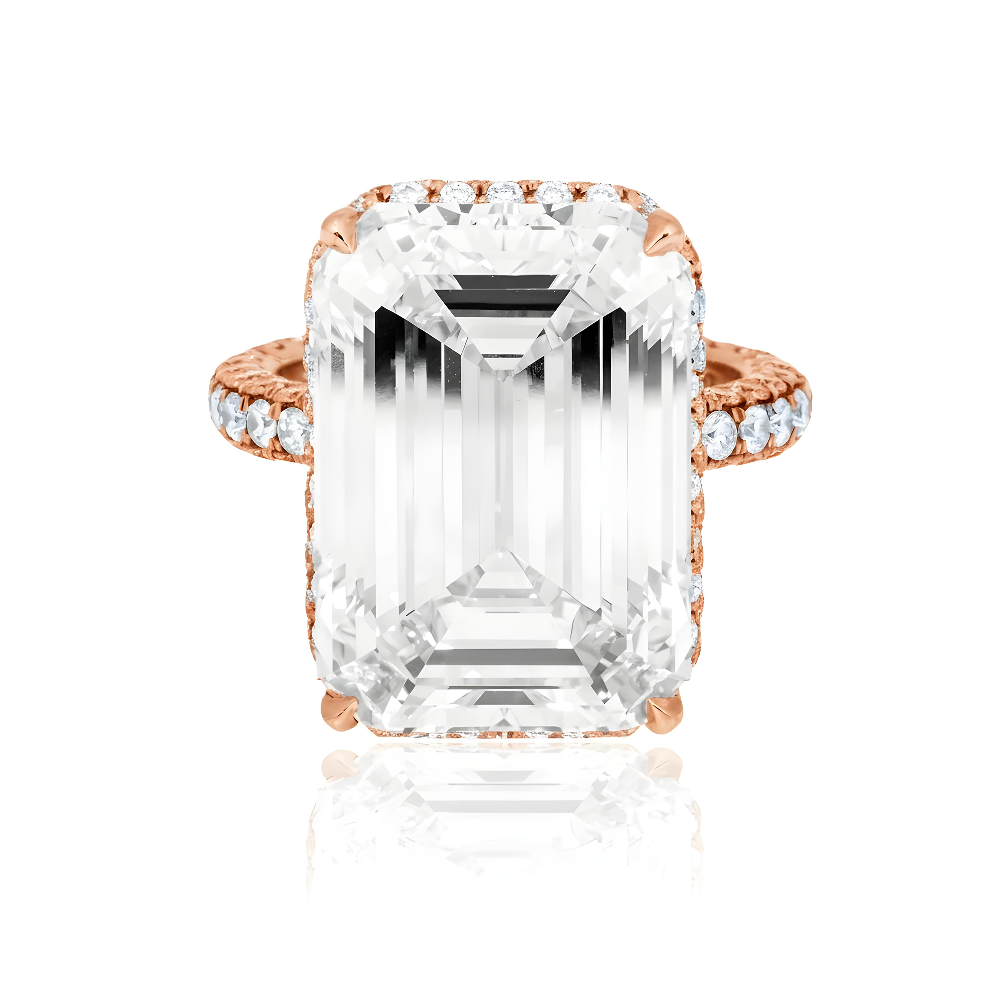 GIA Platinum 21.40ct Emerald Cut Diamond Engagement Ring 22.86ctw