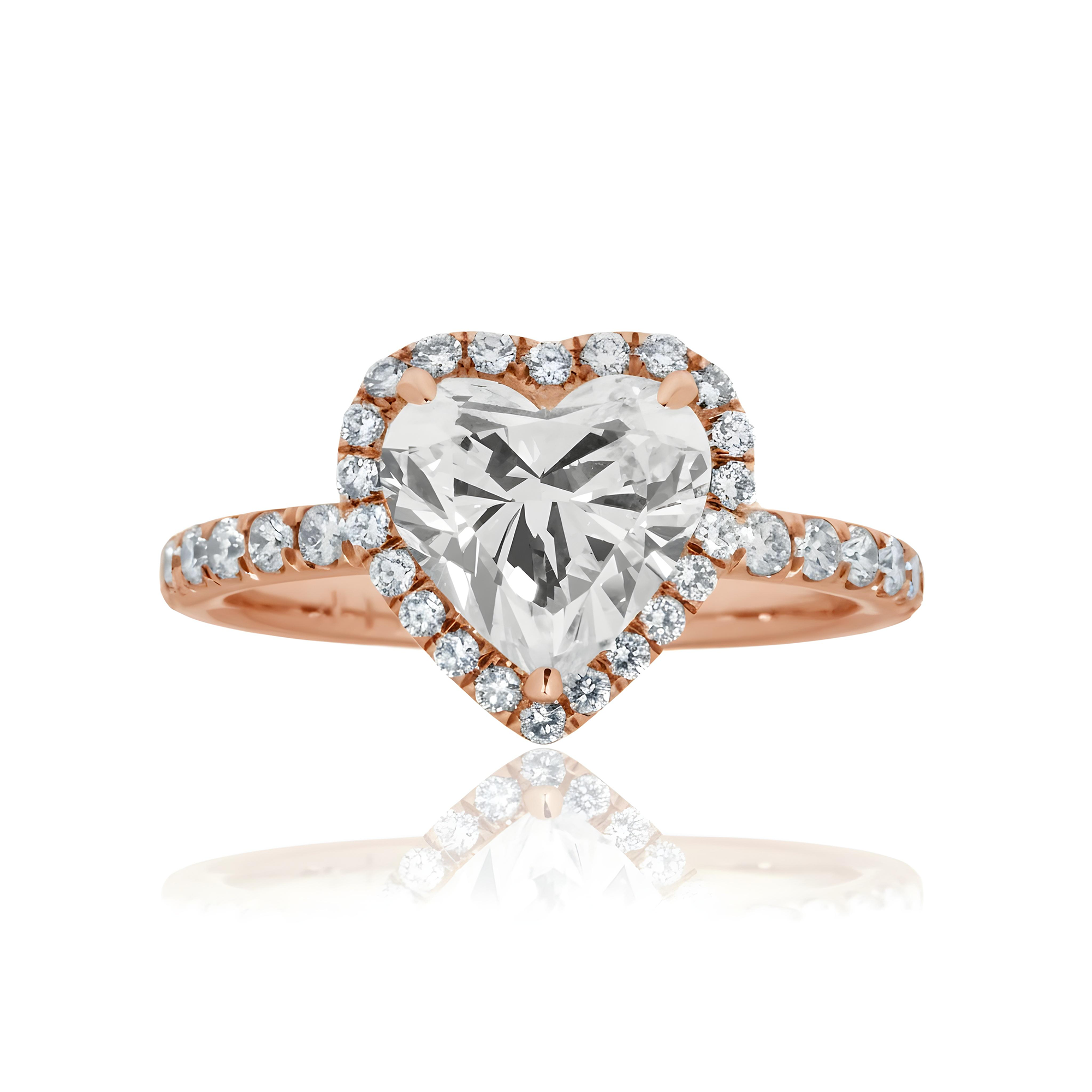 GIA Platinum 2.01ct Heart Cut Diamond Engagement Ring 2.71ctw