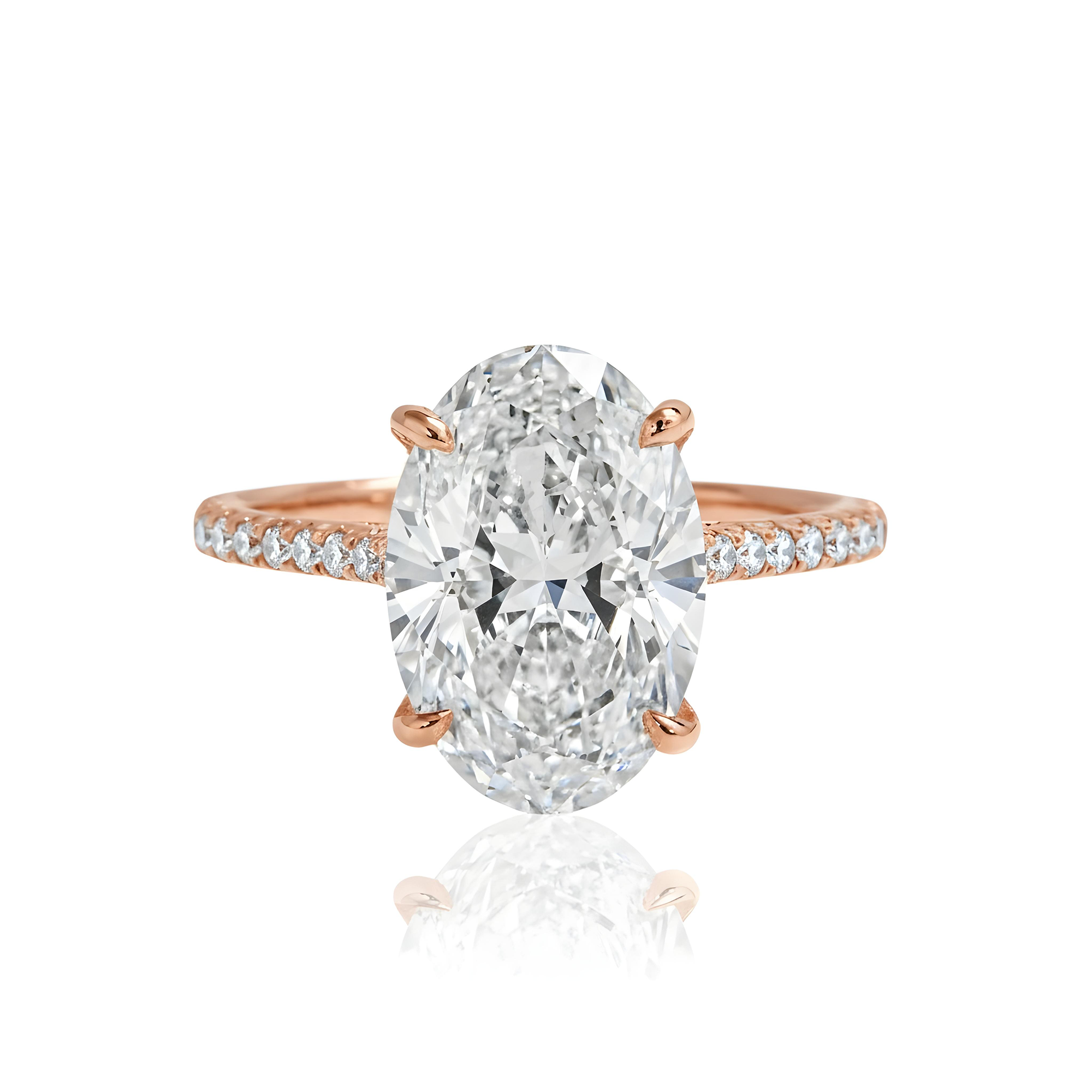GIA 18K White Gold 5ct Oval Cut Diamond Engagement Ring 5.42ctw