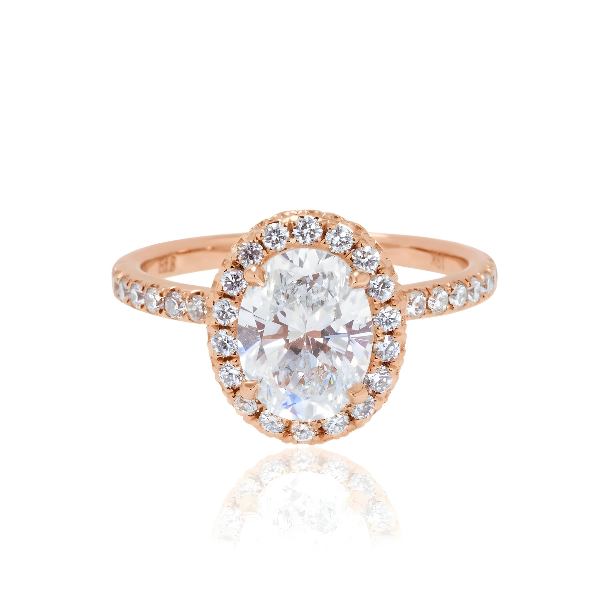 GIA 18K White Gold 1.50ct Oval Cut Diamond Engagement Ring W/ Halo 2.22ctw