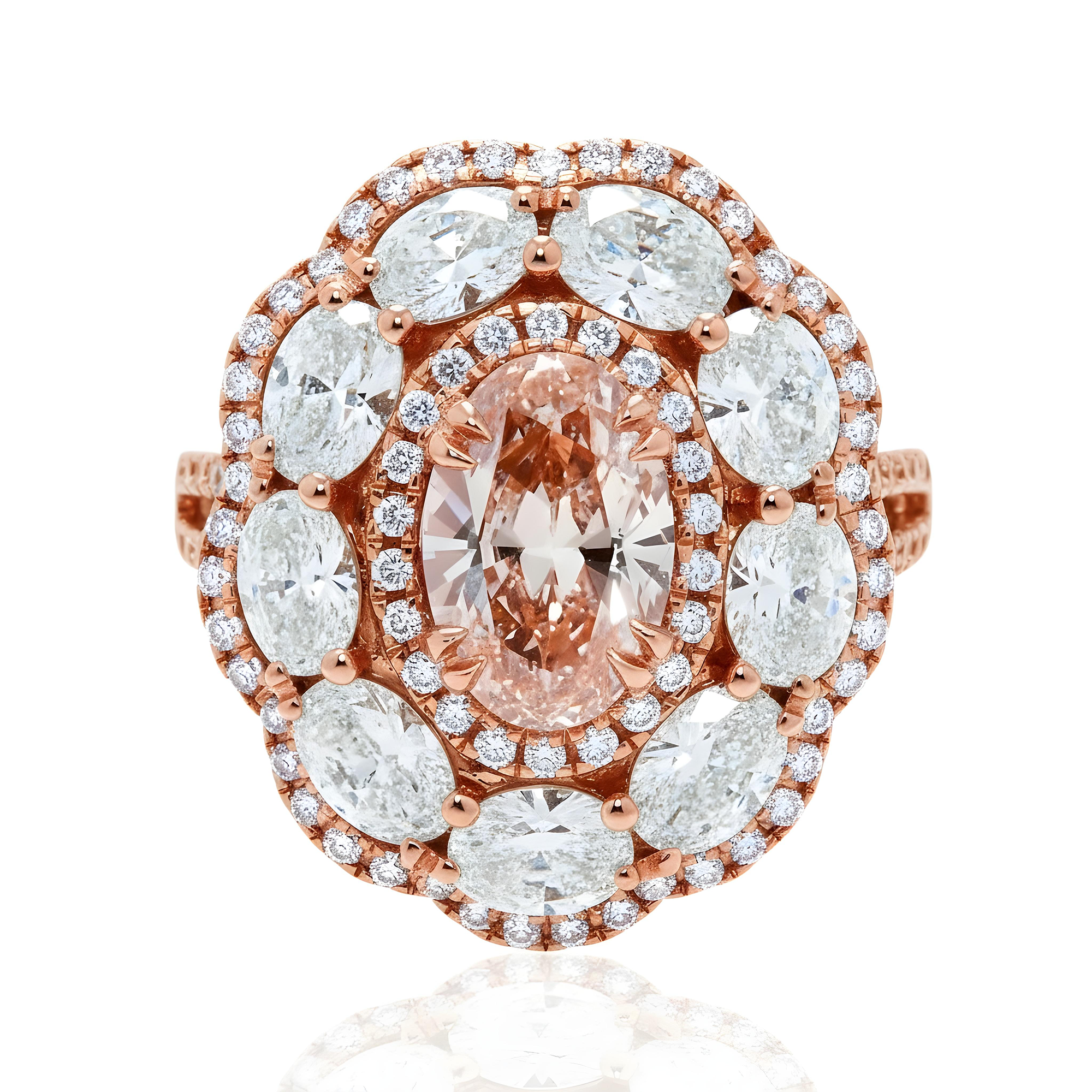 GIA 18K White Gold 2.02ct Oval Cut Fancy Intense Pink Diamond Ring 5.75ctw