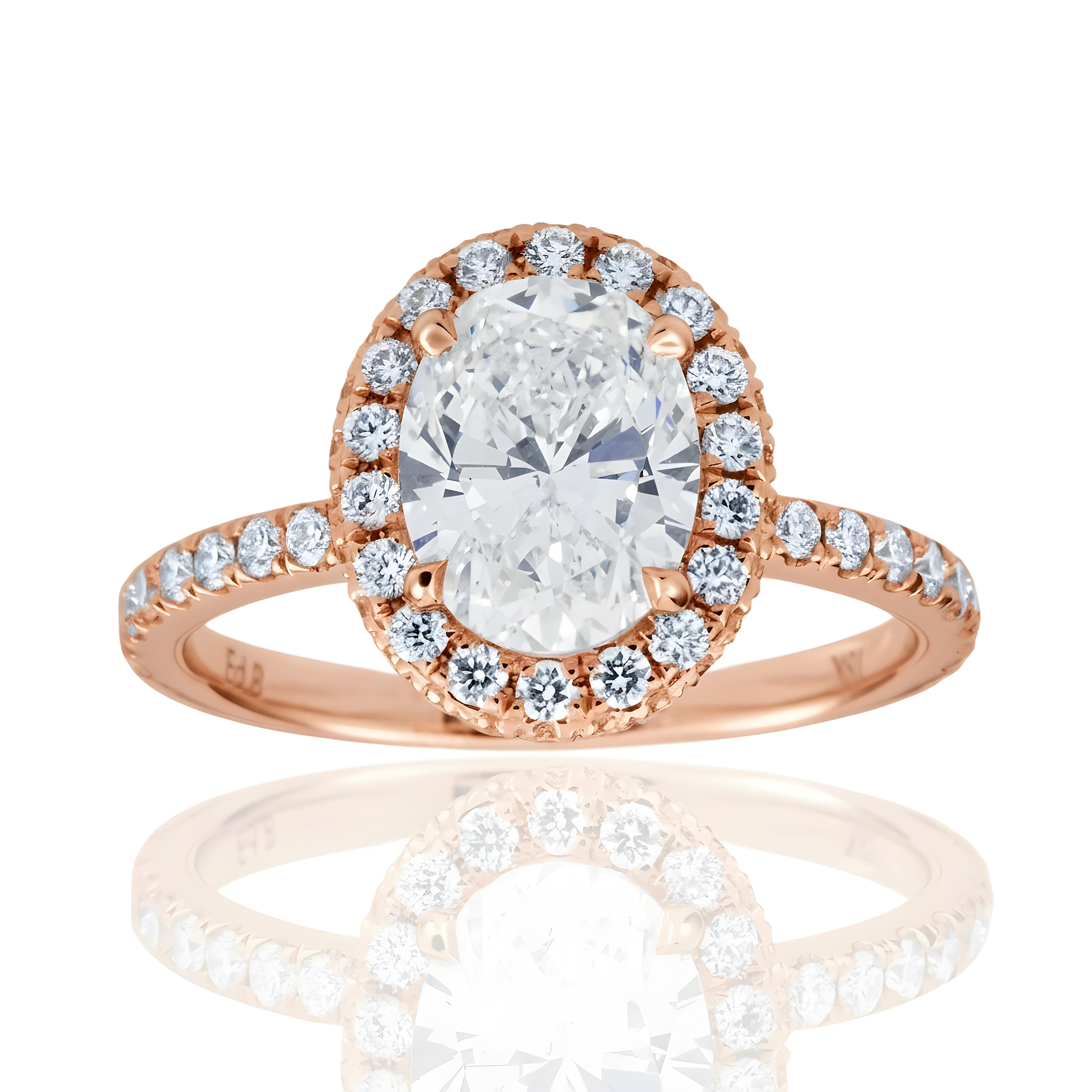 GIA 18K White Gold 1.55ct Oval Diamond Engagement Ring 2.27ctw