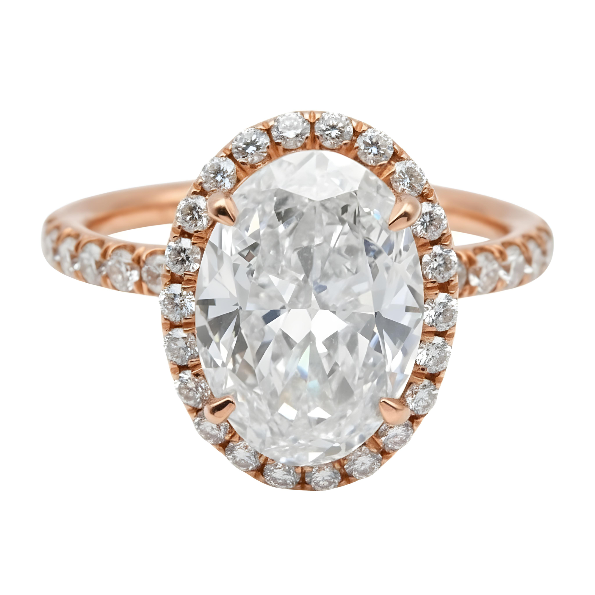 GIA 3.02ct Oval Cut Diamond Engagement ring 3.77ctw